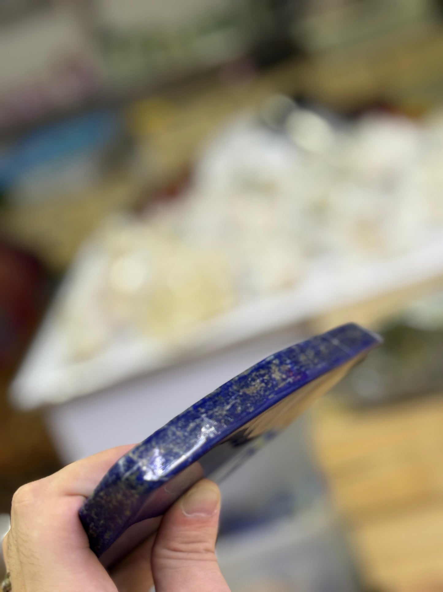 Premium Lapis Lazuli Crystal: Hand Carved 1065g Polished Stone for Healing