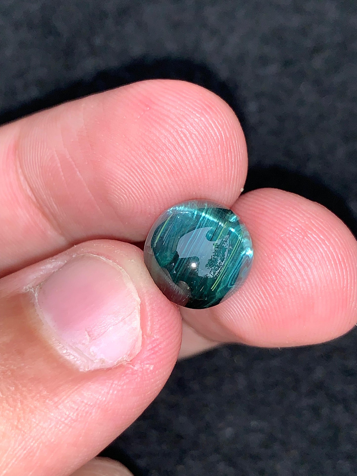 Natural Blue Tourmaline Cat’s Eye 5.35g Round Cabochon Untreated Gemstone for Custom Jewelry or Collector Display