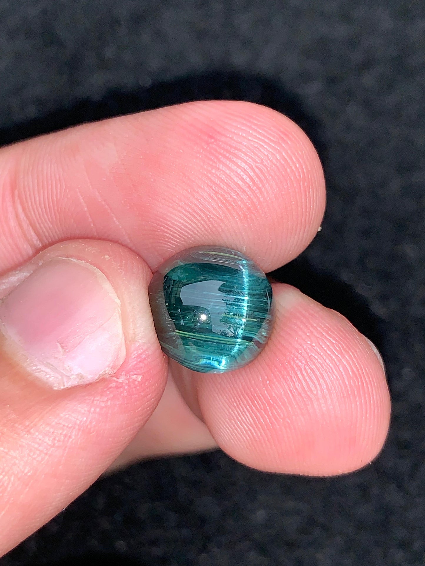 Natural Blue Tourmaline Cat’s Eye 5.35g Round Cabochon Untreated Gemstone for Custom Jewelry or Collector Display