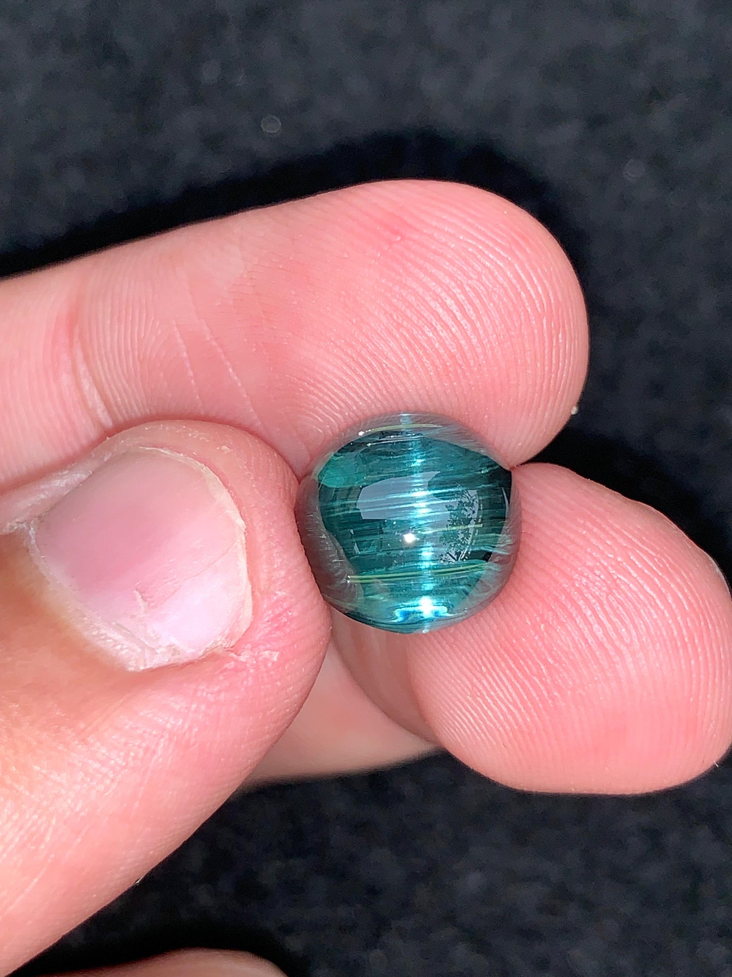 Natural Blue Tourmaline Cat’s Eye 5.35g Round Cabochon Untreated Gemstone for Custom Jewelry or Collector Display