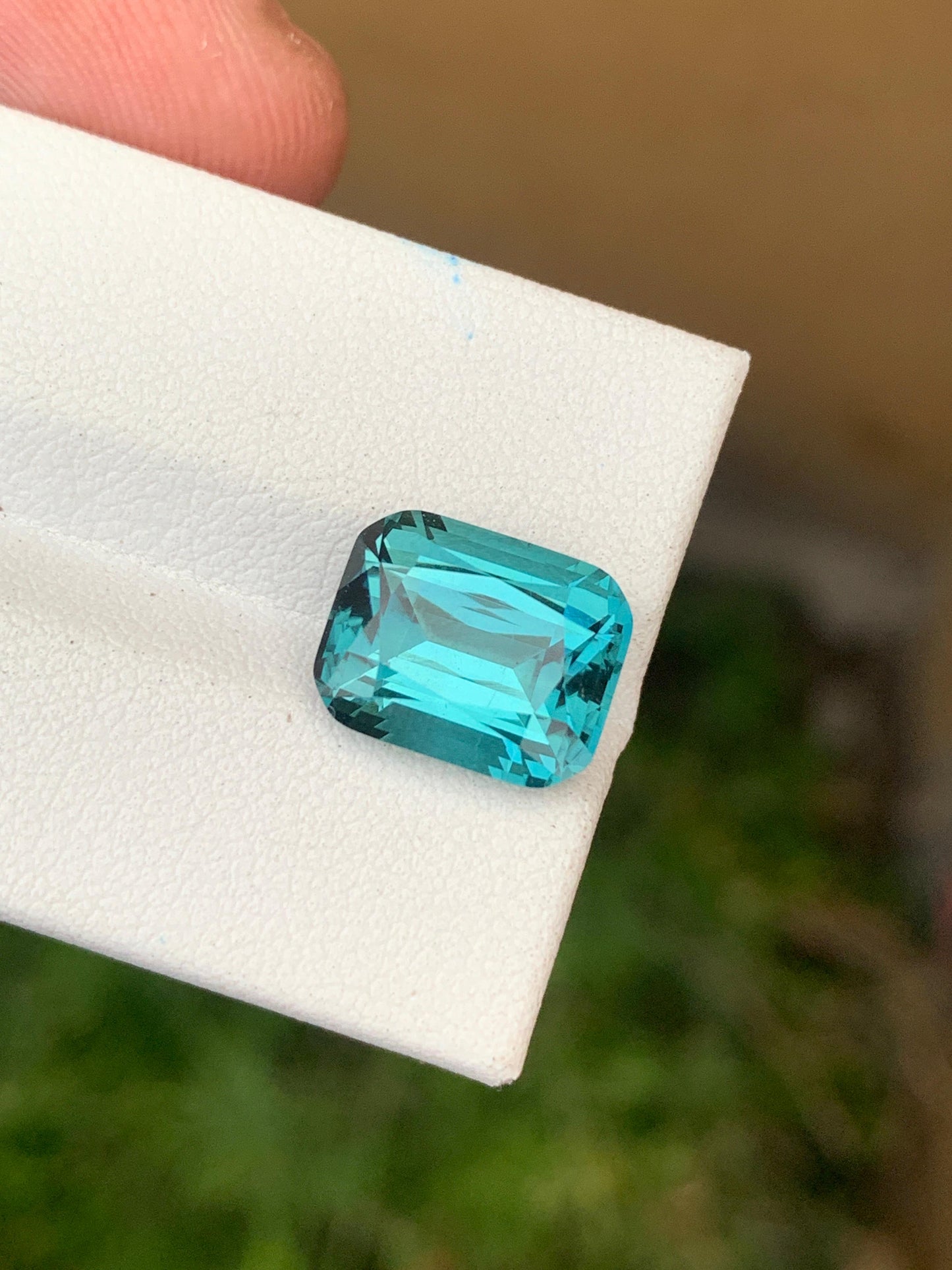 Natural vivid blue-green rectangular tourmaline