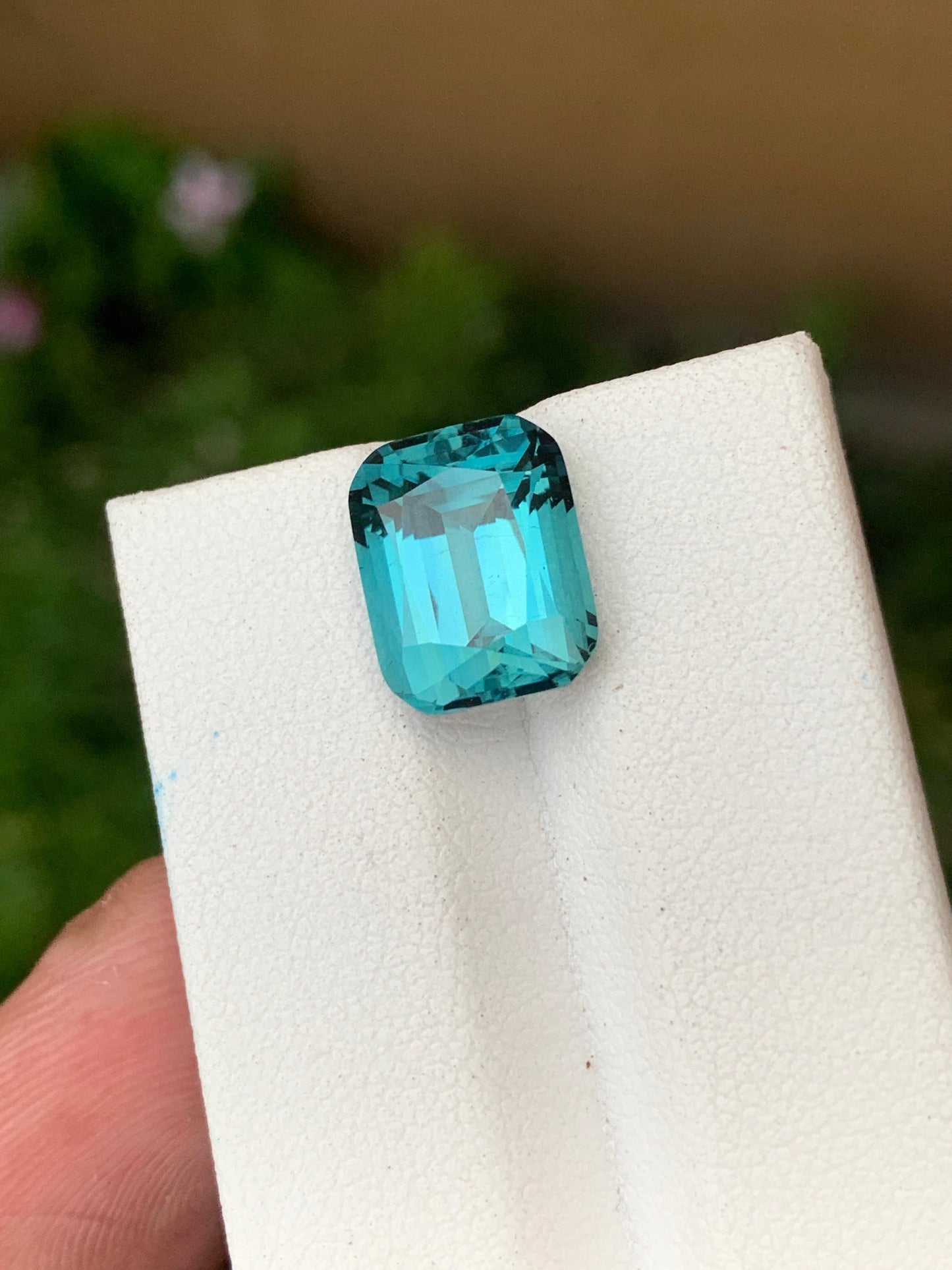 Natural vivid blue-green rectangular tourmaline