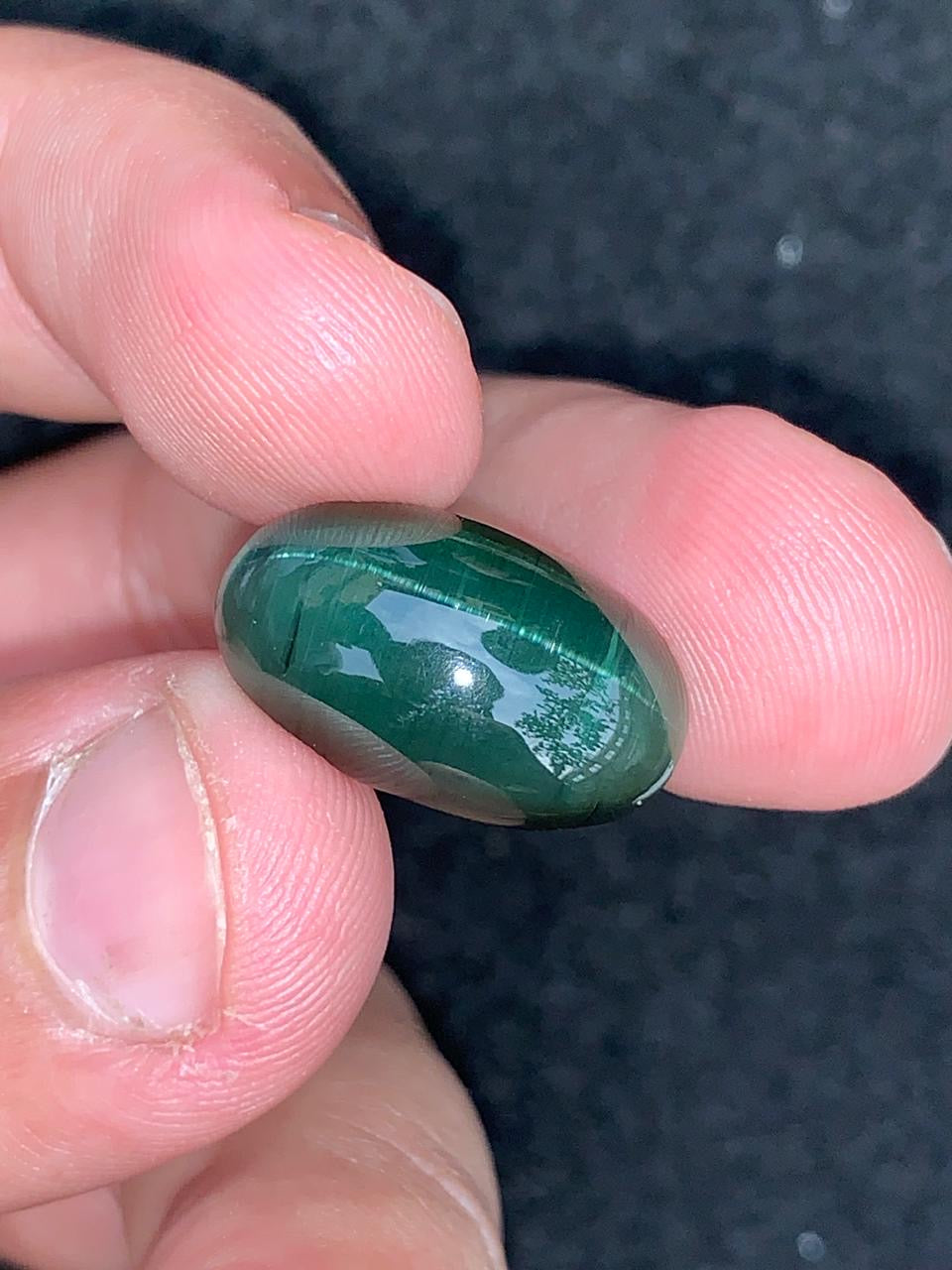 Natural Green Tourmaline Cat’s Eye 9.50g Oval Cabochon Untreated Gemstone for Custom Jewelry or Collection
