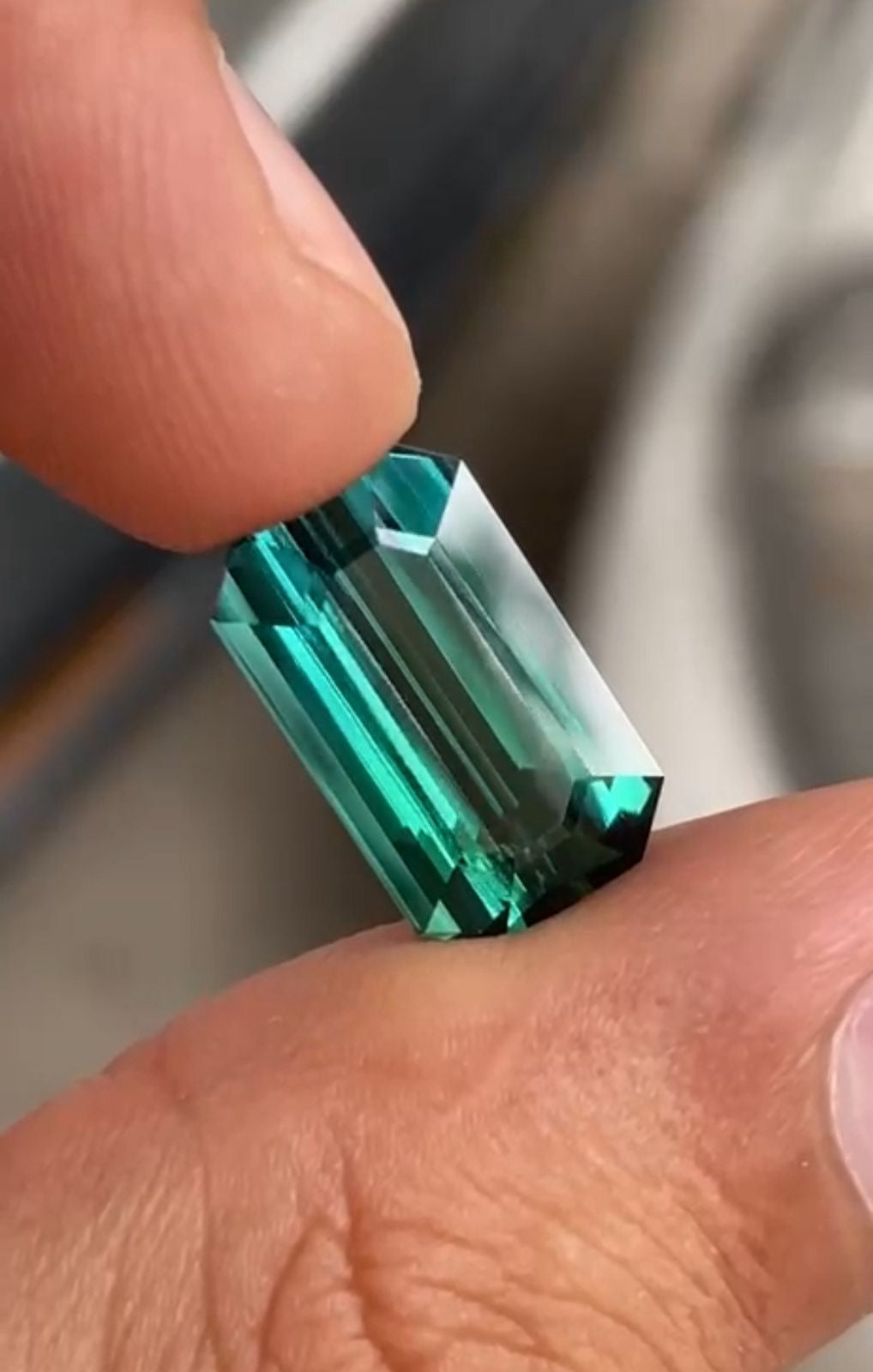 Natural 8.90 Ct Green Tourmaline Emerald Cut Vivid Color Gemstone