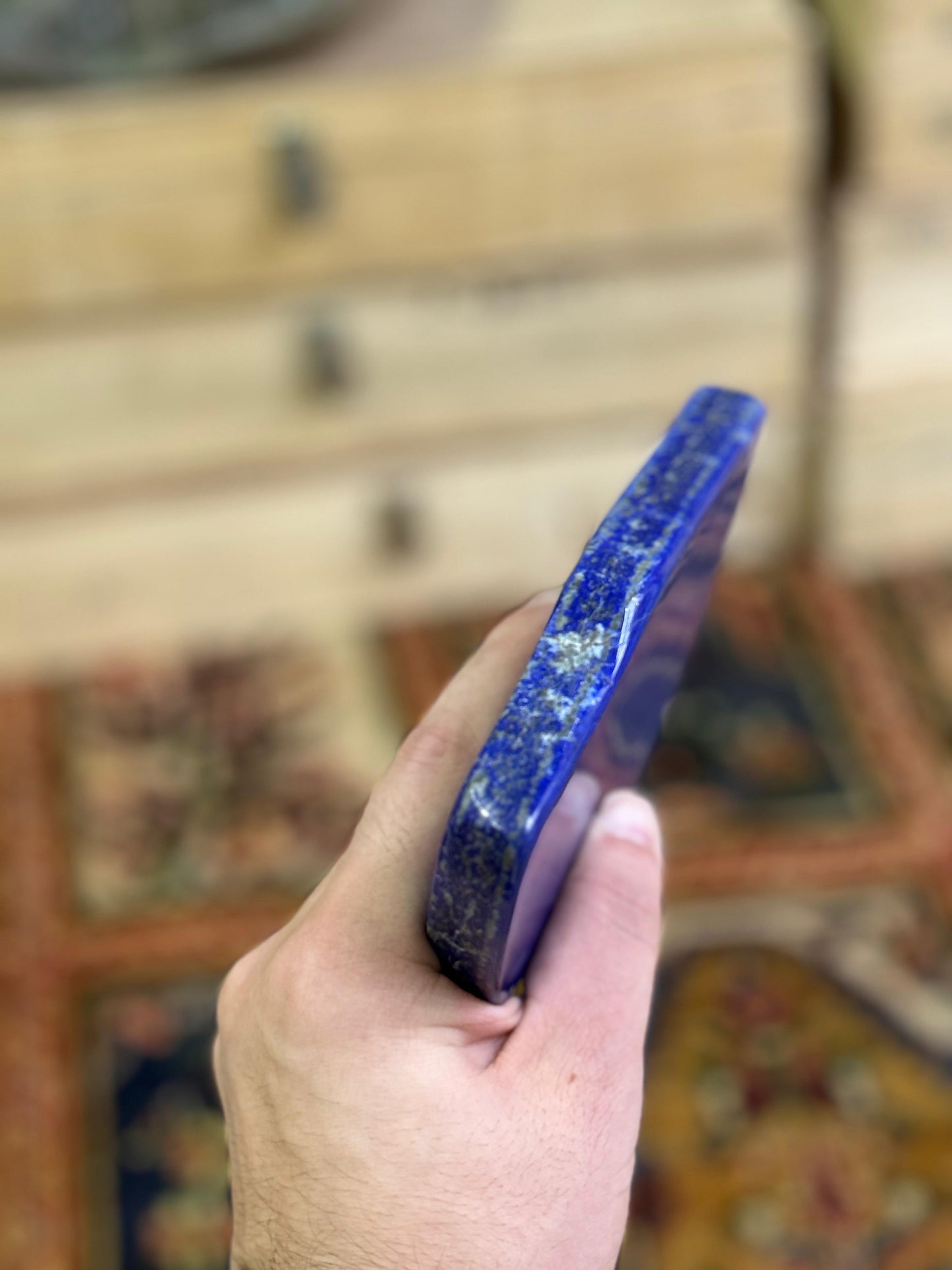 Premium Lapis Lazuli Crystal: Hand Carved 1065g Polished Stone for Healing