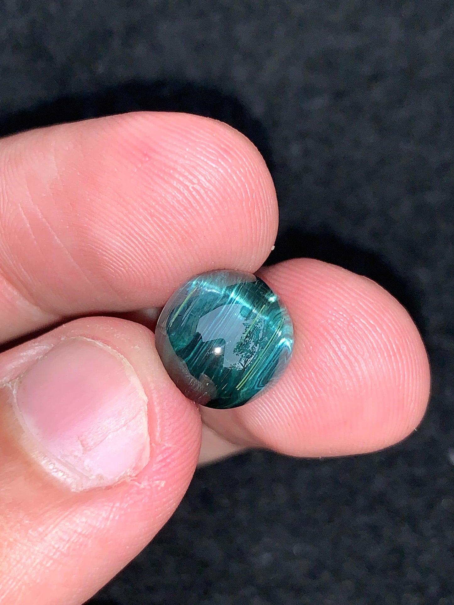 Natural Blue Tourmaline Cat’s Eye 5.35g Round Cabochon Untreated Gemstone for Custom Jewelry or Collector Display