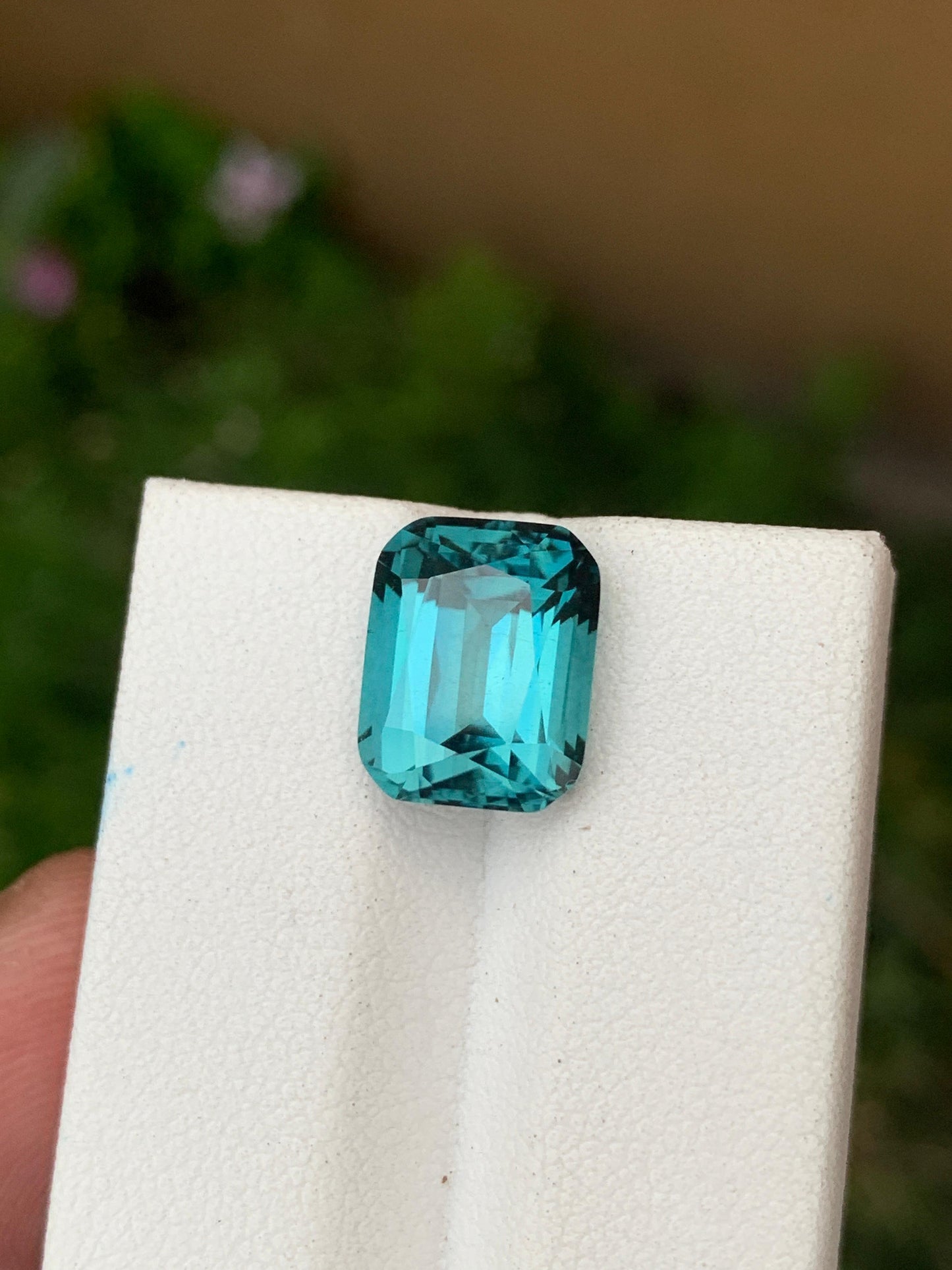 Natural vivid blue-green rectangular tourmaline