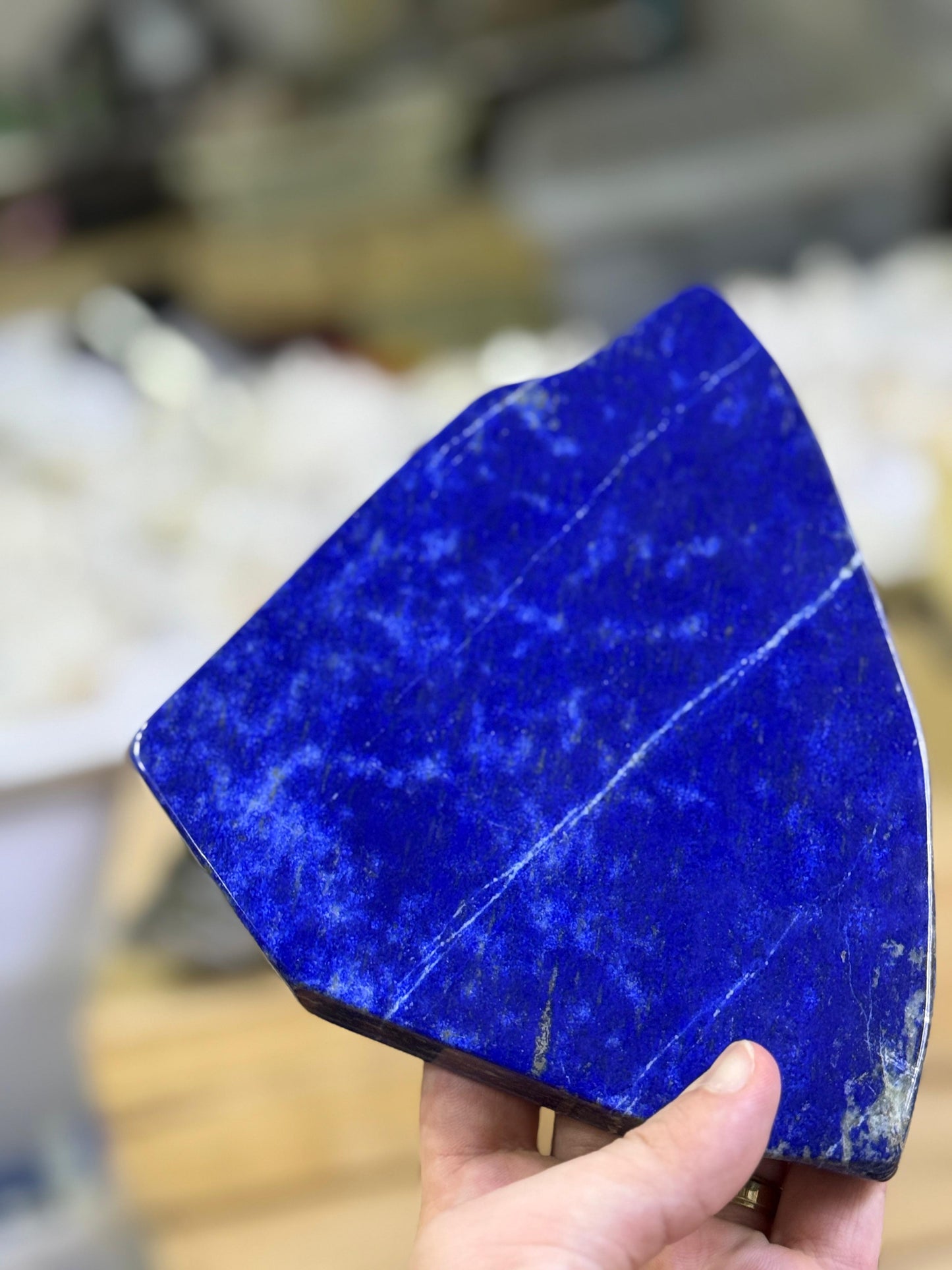 Premium Lapis Lazuli Crystal: Hand Carved 1065g Polished Stone for Healing