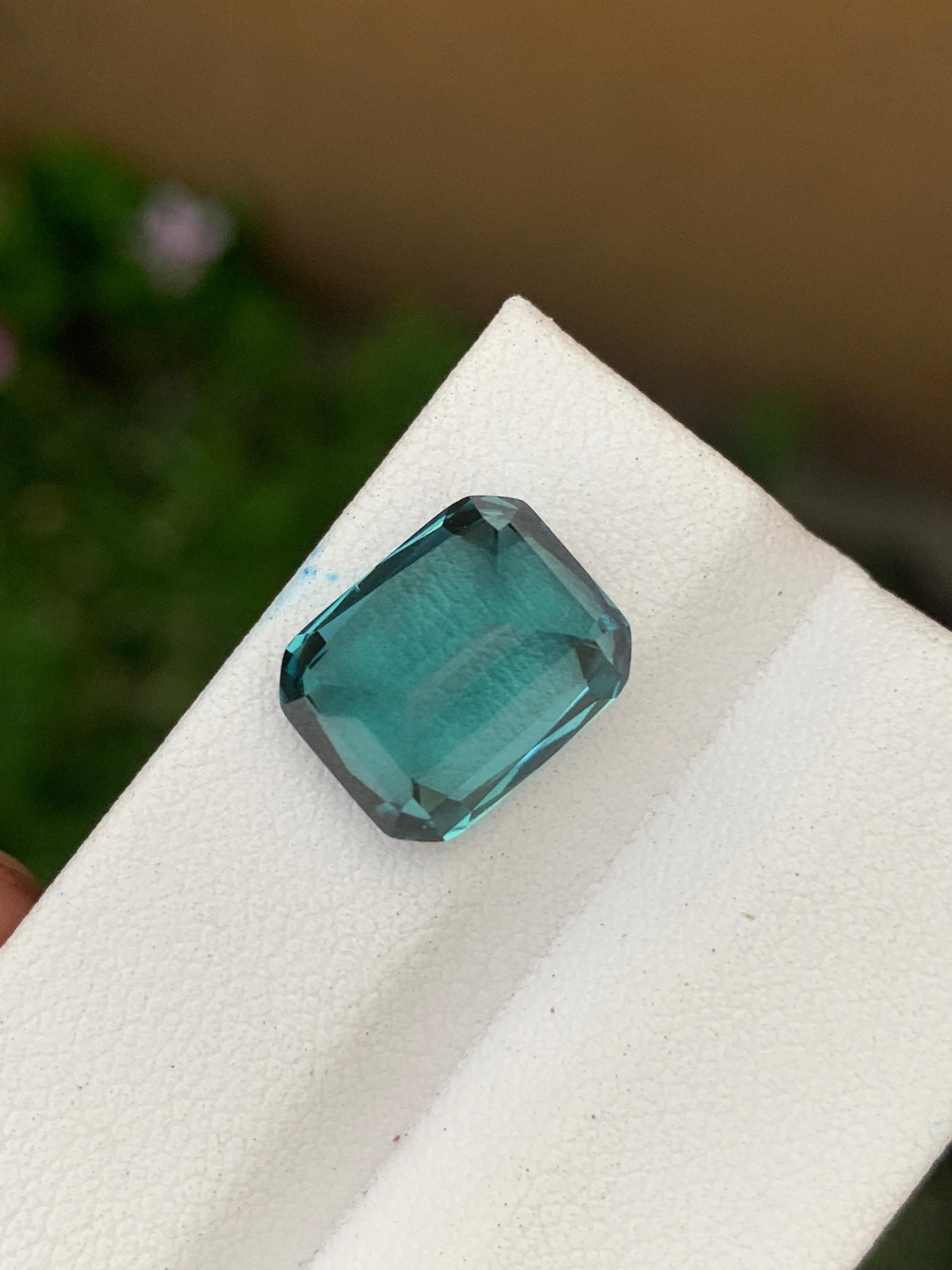 Natural vivid blue-green rectangular tourmaline