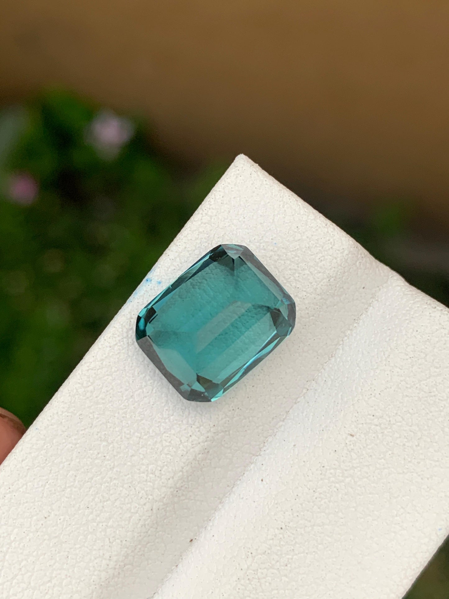 Natural vivid blue-green rectangular tourmaline