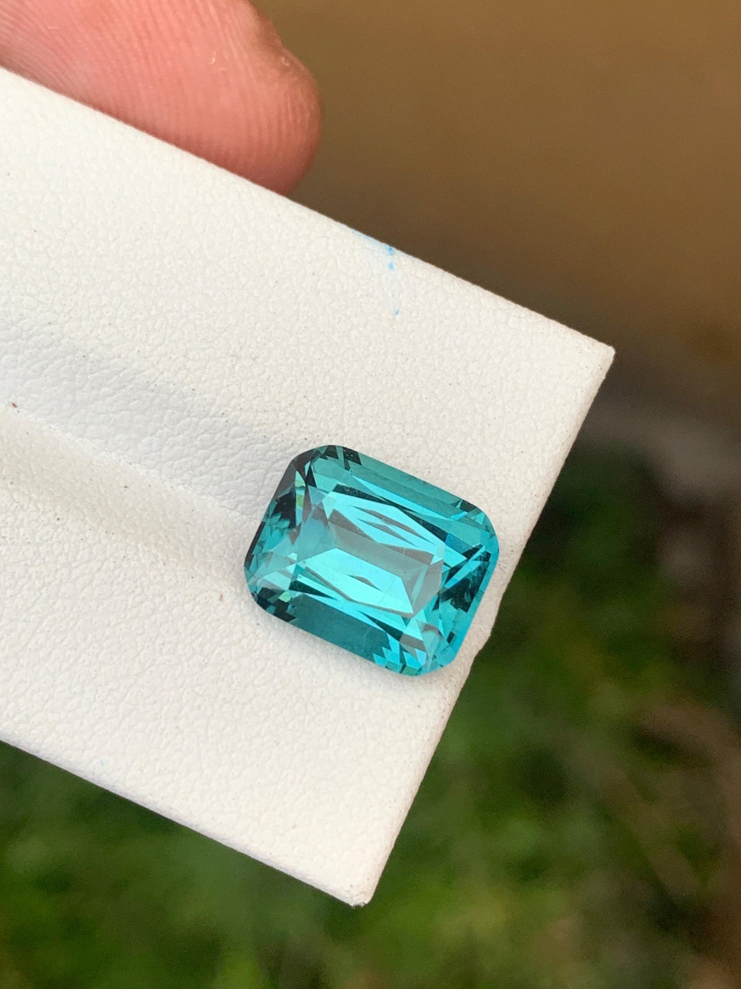 Natural vivid blue-green rectangular tourmaline