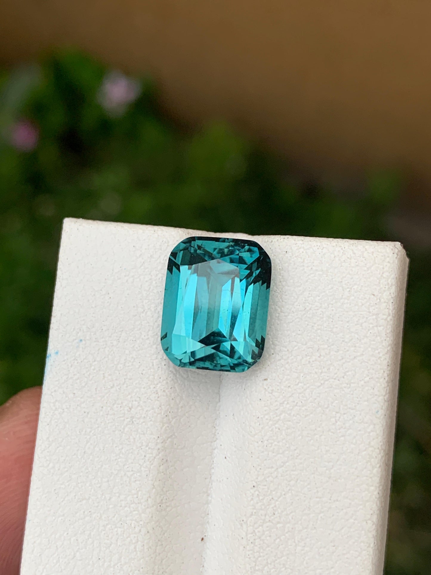 Natural vivid blue-green rectangular tourmaline