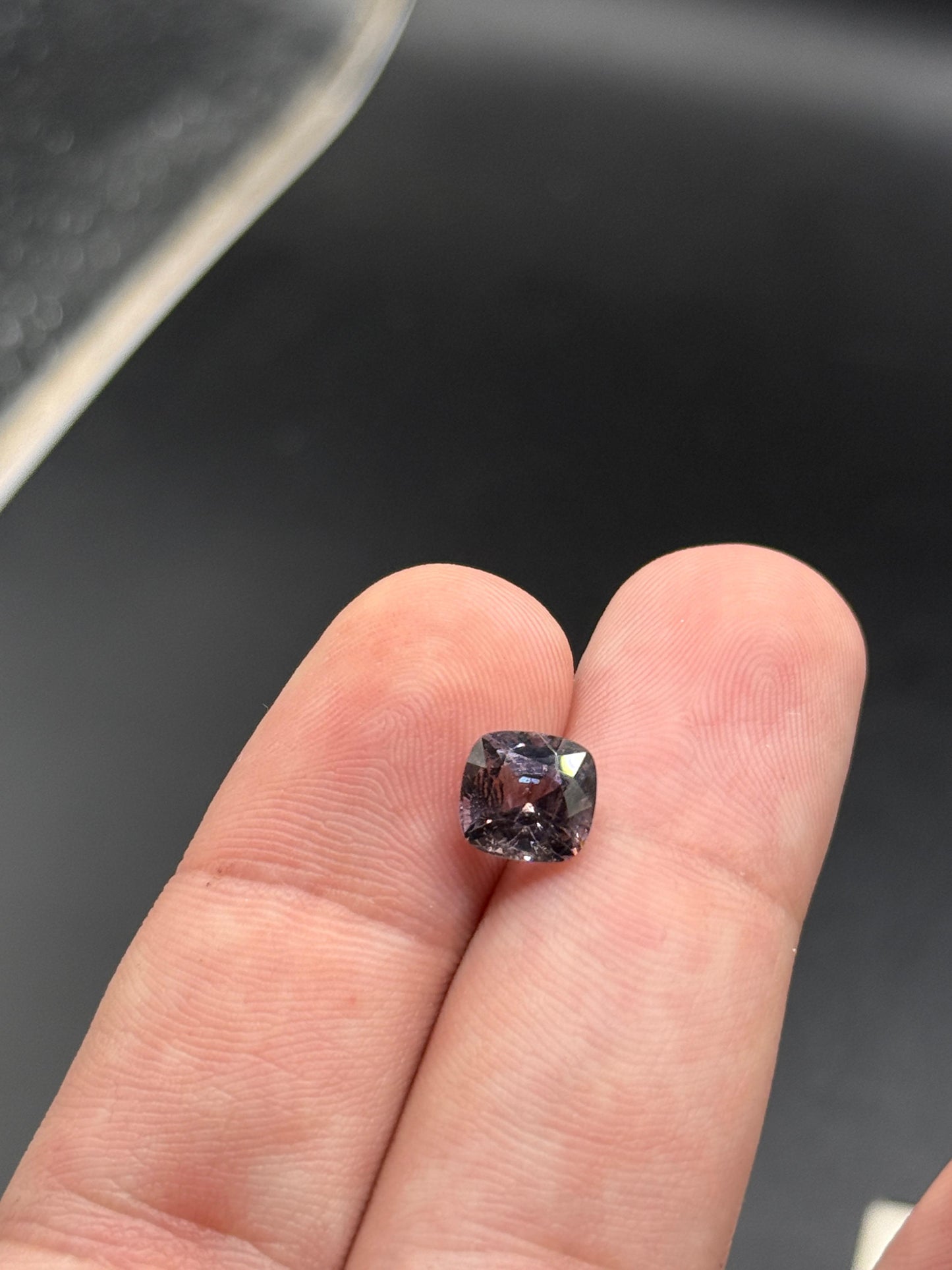 Natural Grey Spinel 2.57ct Square Cushion Cut Purplish Grey Untreated Burma Gemstone for Custom Jewelry