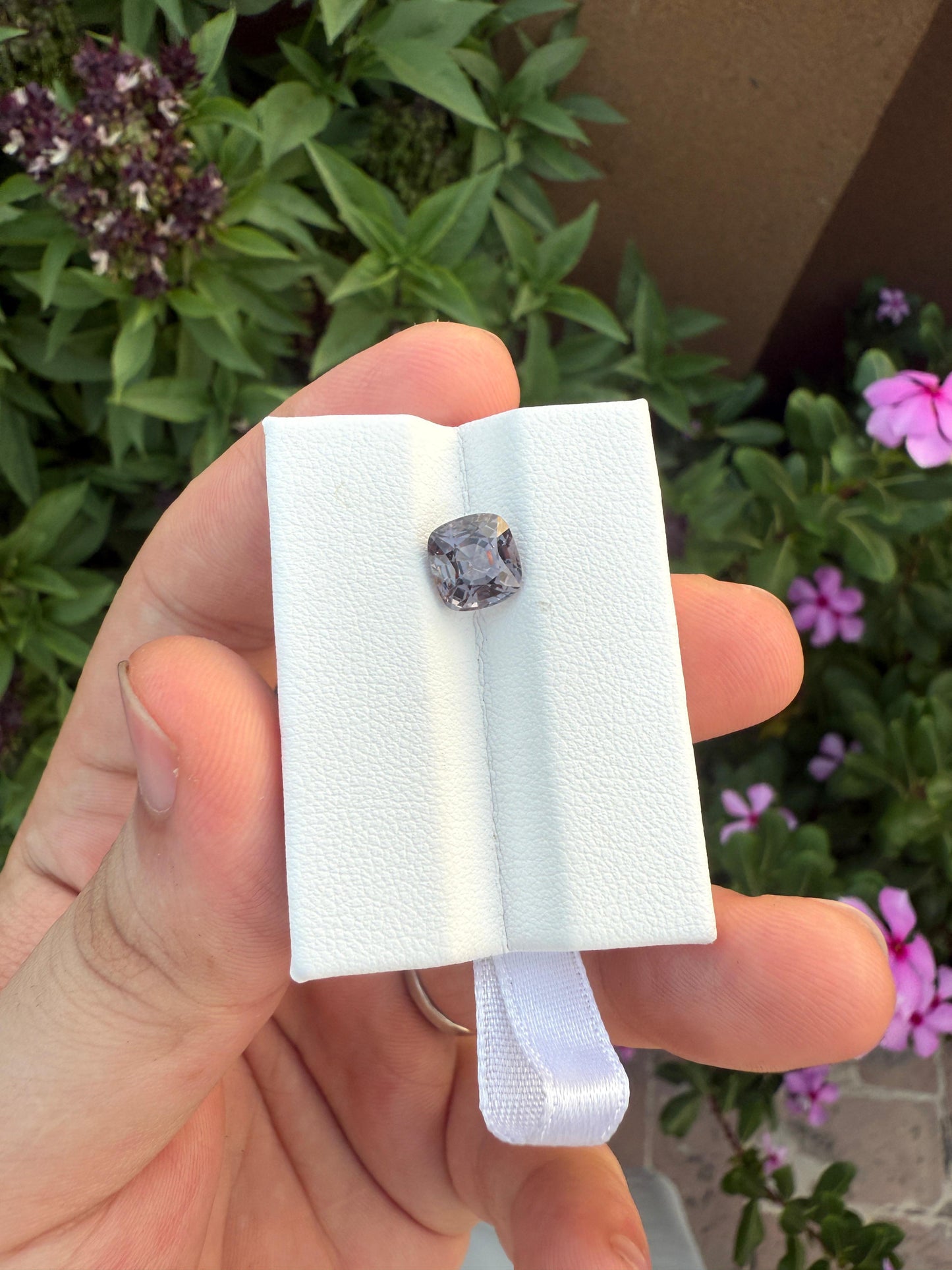Natural Grey Spinel 2.57ct Square Cushion Cut Purplish Grey Untreated Burma Gemstone for Custom Jewelry