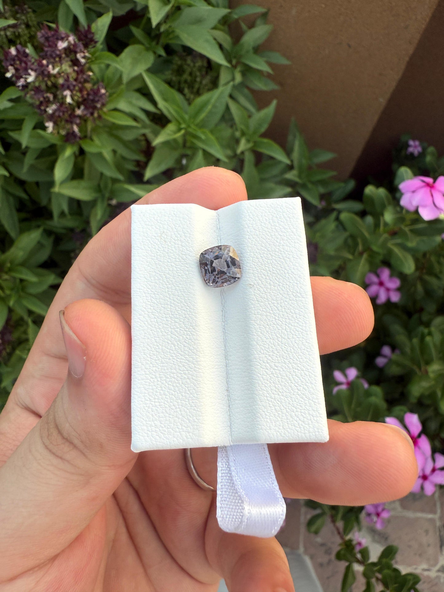 Natural Grey Spinel 2.57ct Square Cushion Cut Purplish Grey Untreated Burma Gemstone for Custom Jewelry