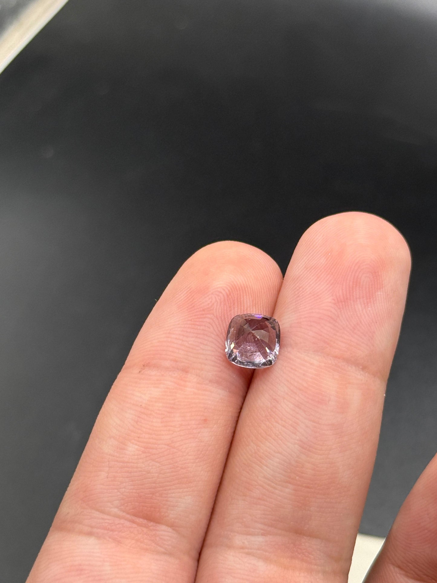 Natural Grey Spinel 2.57ct Square Cushion Cut Purplish Grey Untreated Burma Gemstone for Custom Jewelry