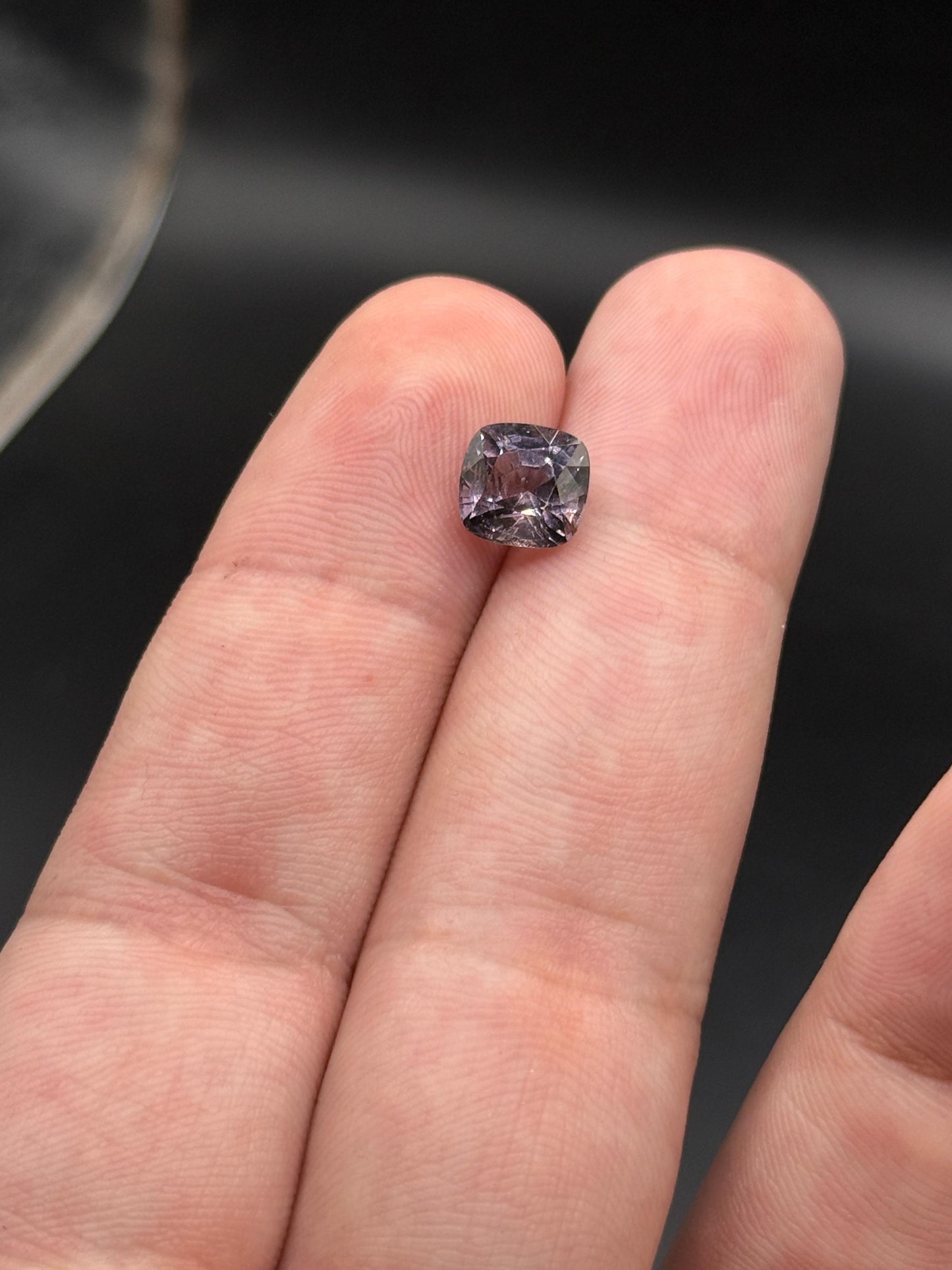 Natural Grey Spinel 2.57ct Square Cushion Cut Purplish Grey Untreated Burma Gemstone for Custom Jewelry