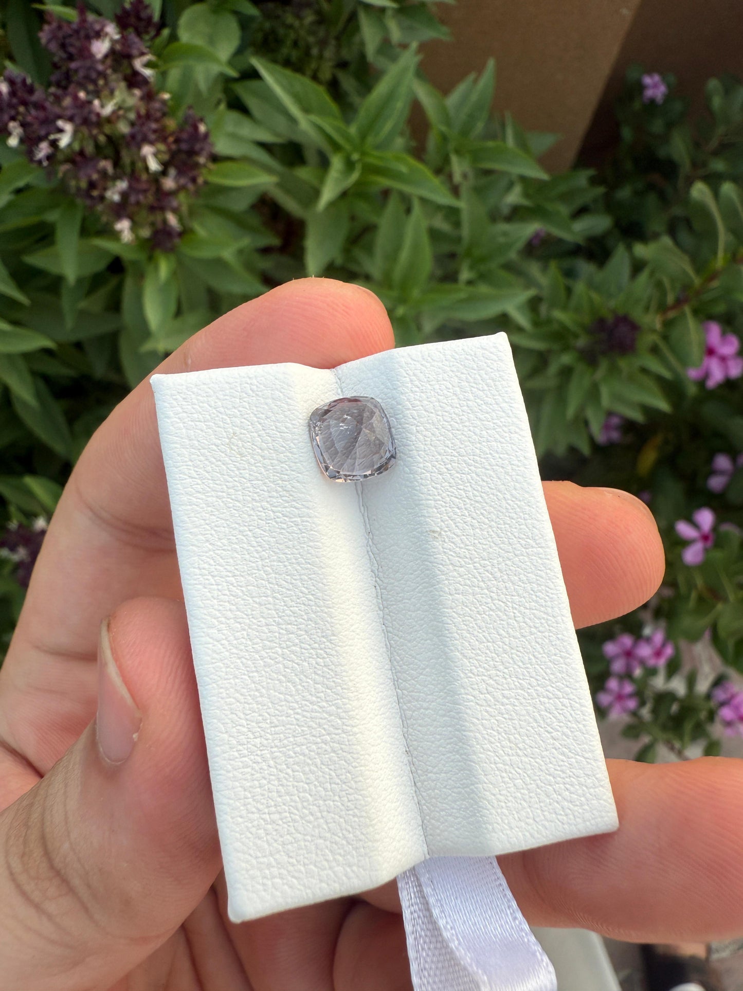 Natural Grey Spinel 2.57ct Square Cushion Cut Purplish Grey Untreated Burma Gemstone for Custom Jewelry