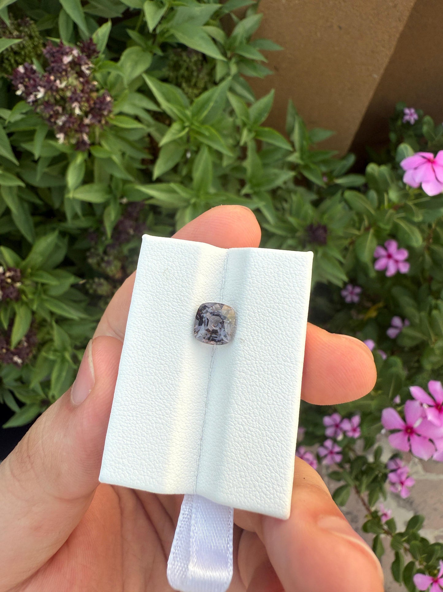 Natural Grey Spinel 2.57ct Square Cushion Cut Purplish Grey Untreated Burma Gemstone for Custom Jewelry