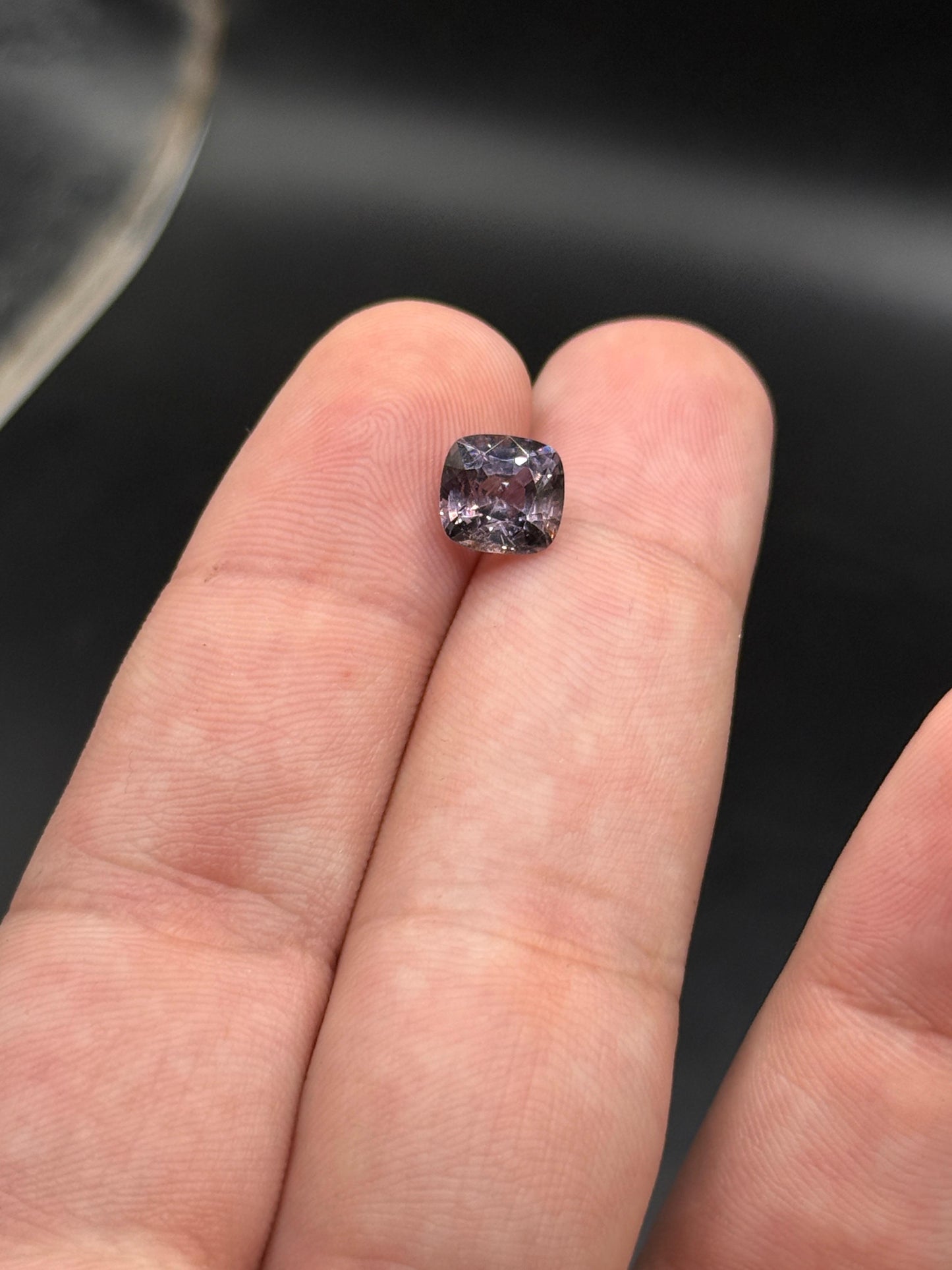 Natural Grey Spinel 2.57ct Square Cushion Cut Purplish Grey Untreated Burma Gemstone for Custom Jewelry