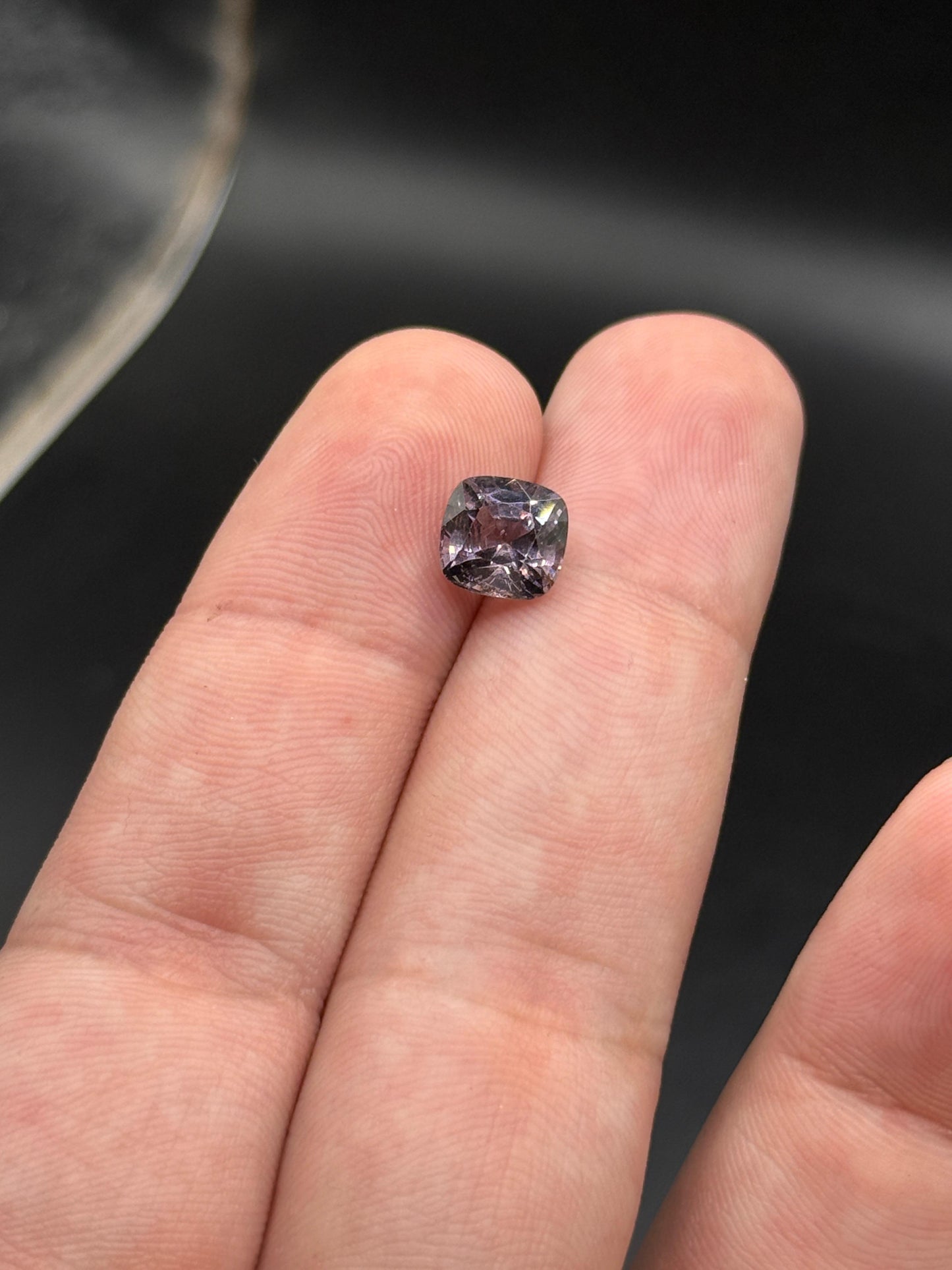 Natural Grey Spinel 2.57ct Square Cushion Cut Purplish Grey Untreated Burma Gemstone for Custom Jewelry