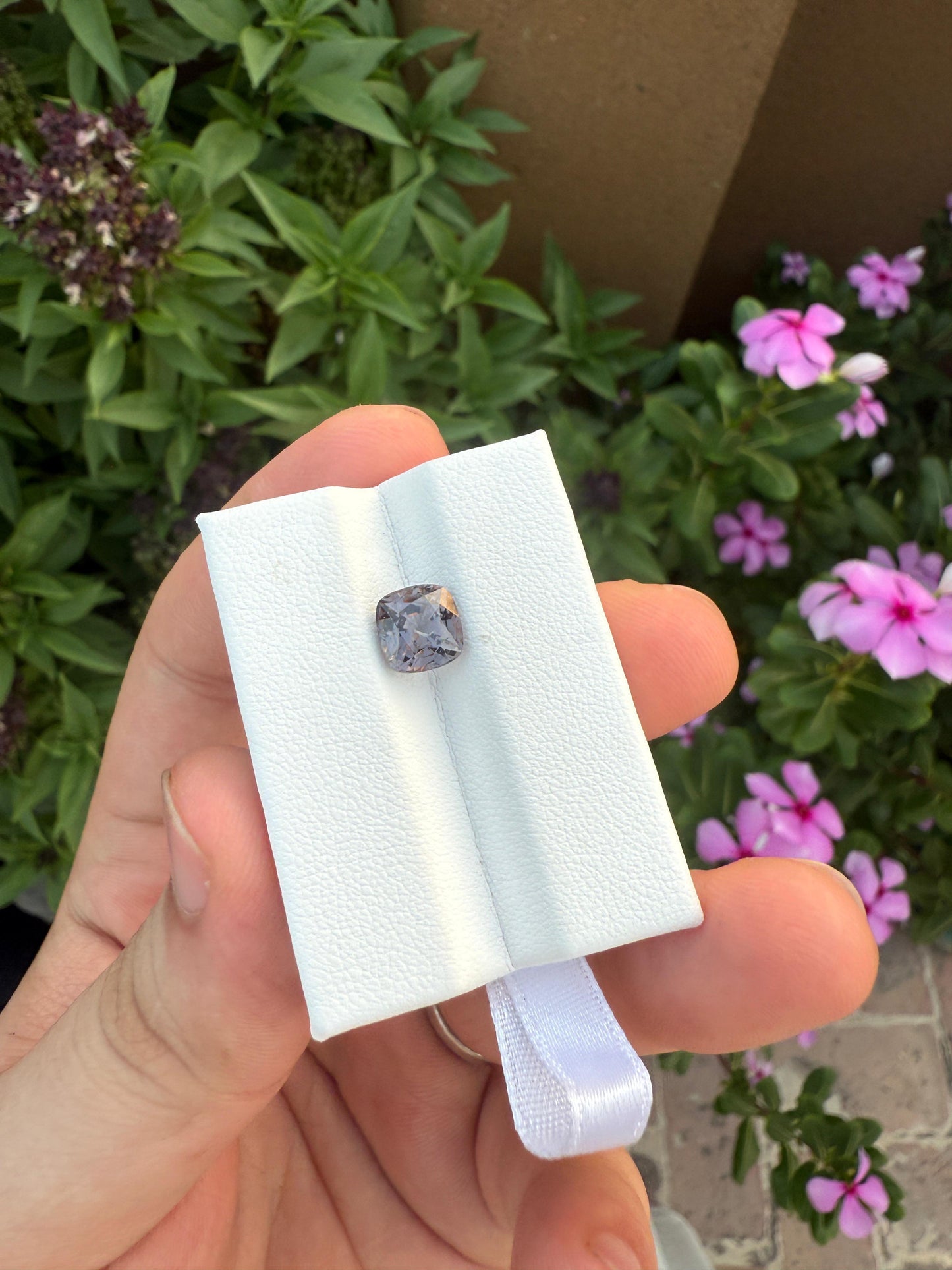 Natural Grey Spinel 2.57ct Square Cushion Cut Purplish Grey Untreated Burma Gemstone for Custom Jewelry