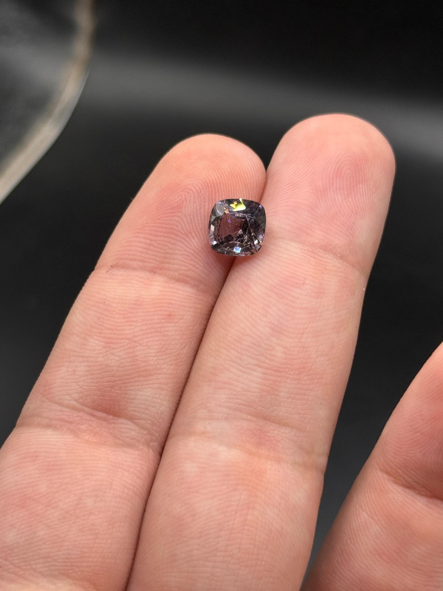 Natural Grey Spinel 2.57ct Square Cushion Cut Purplish Grey Untreated Burma Gemstone for Custom Jewelry