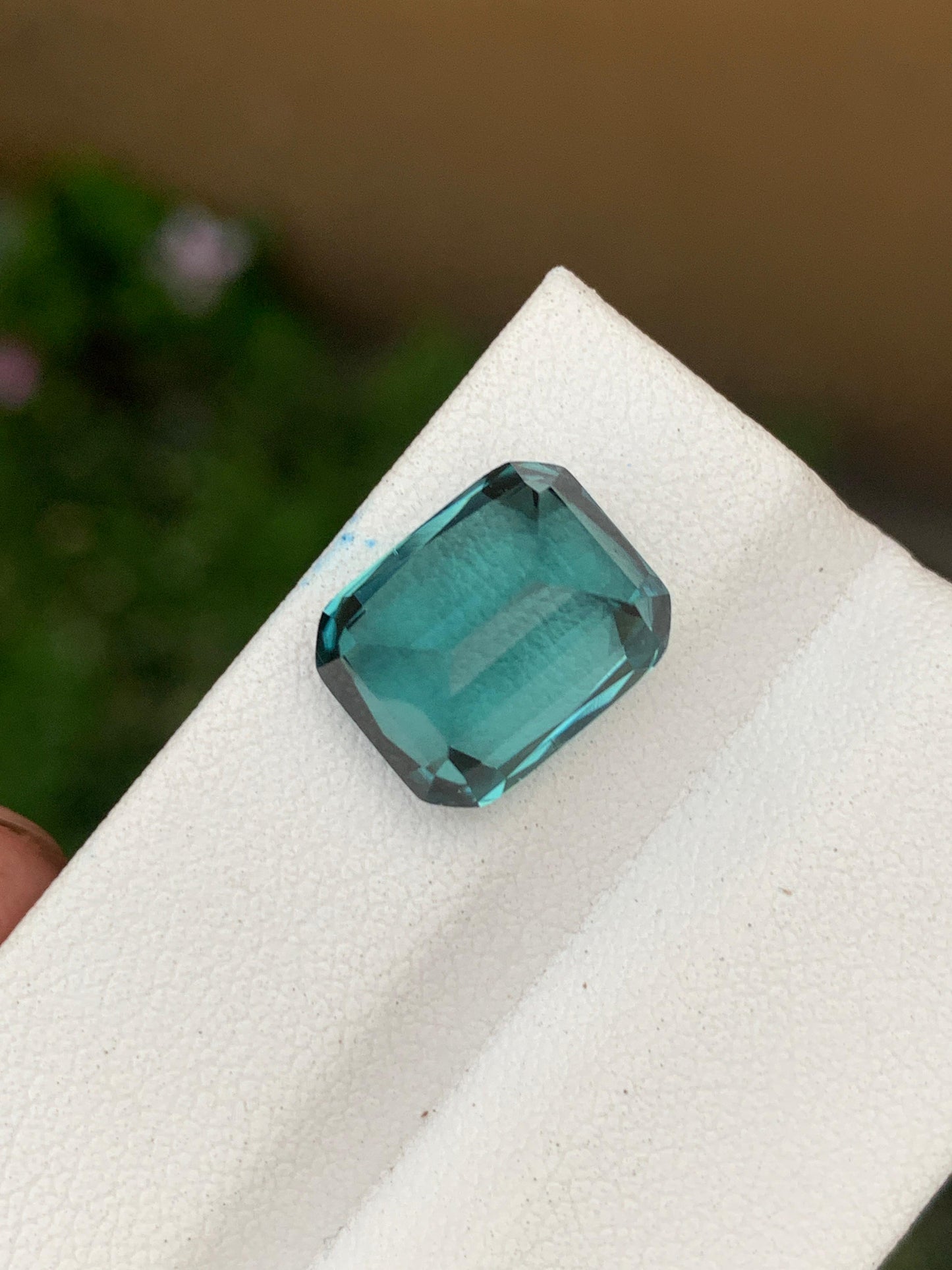 Natural vivid blue-green rectangular tourmaline