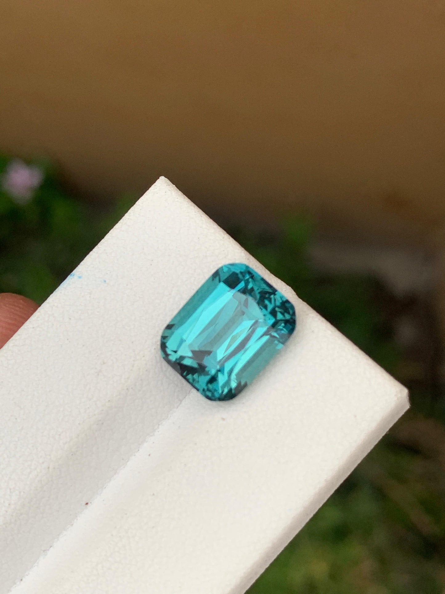 Natural vivid blue-green rectangular tourmaline