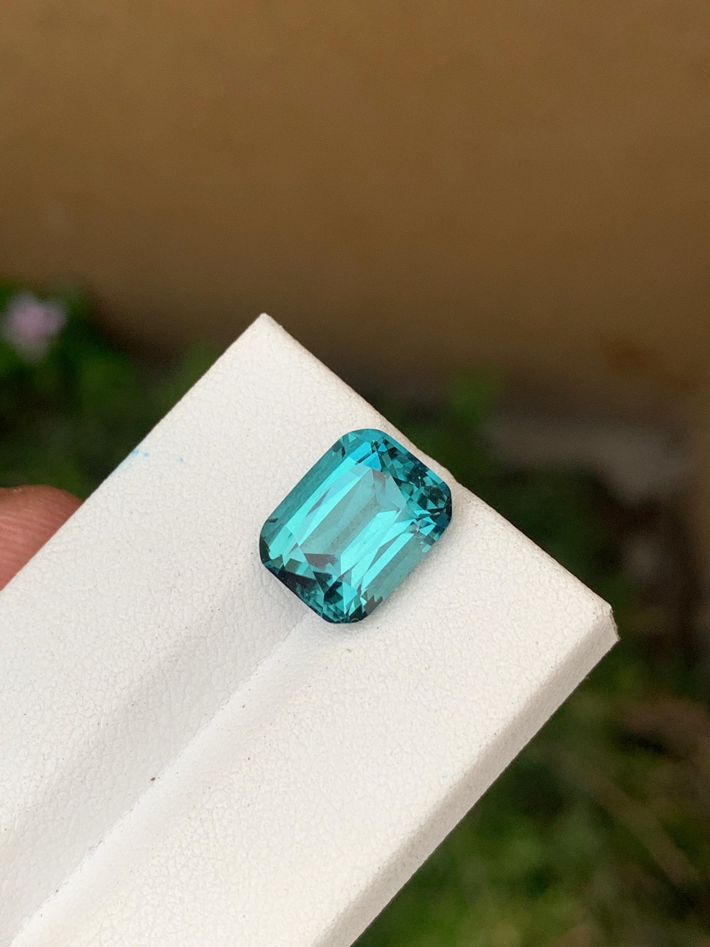 Natural vivid blue-green rectangular tourmaline