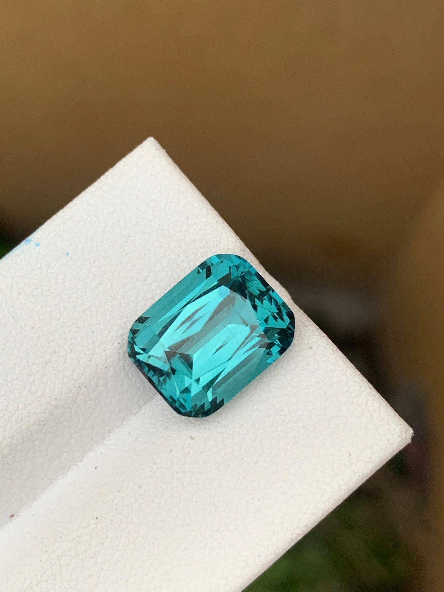 Natural vivid blue-green rectangular tourmaline