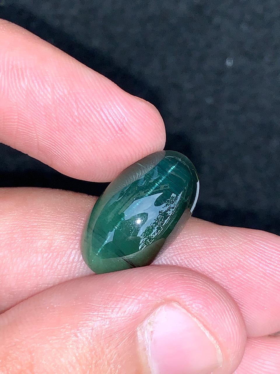 Natural Green Tourmaline Cat’s Eye 9.50g Oval Cabochon Untreated Gemstone for Custom Jewelry or Collection