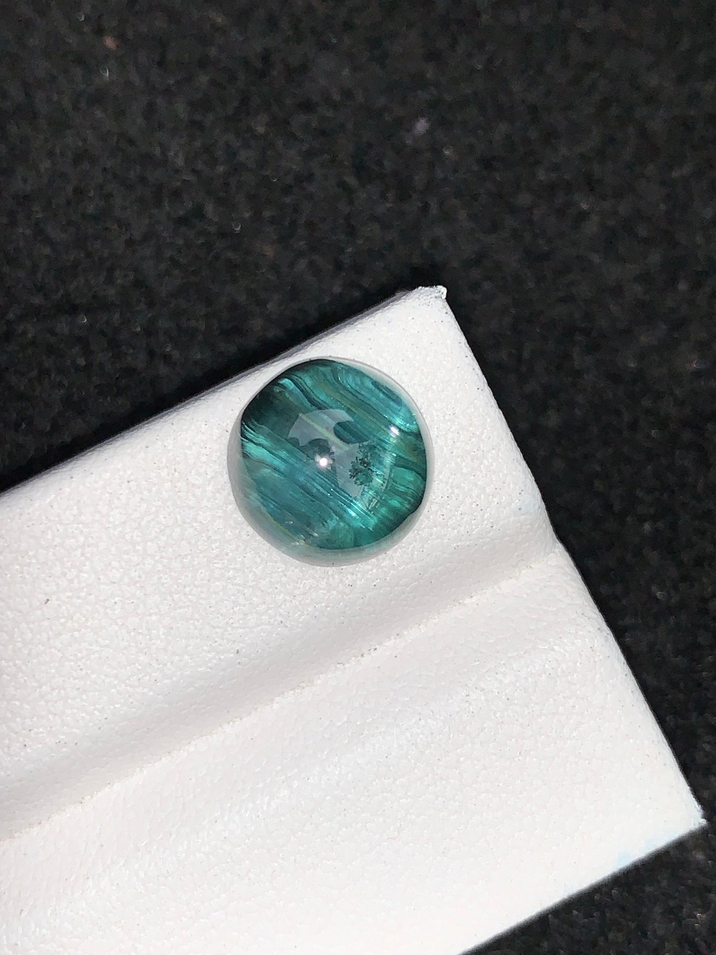 Natural Blue Tourmaline Cat’s Eye 5.35g Round Cabochon Untreated Gemstone for Custom Jewelry or Collector Display