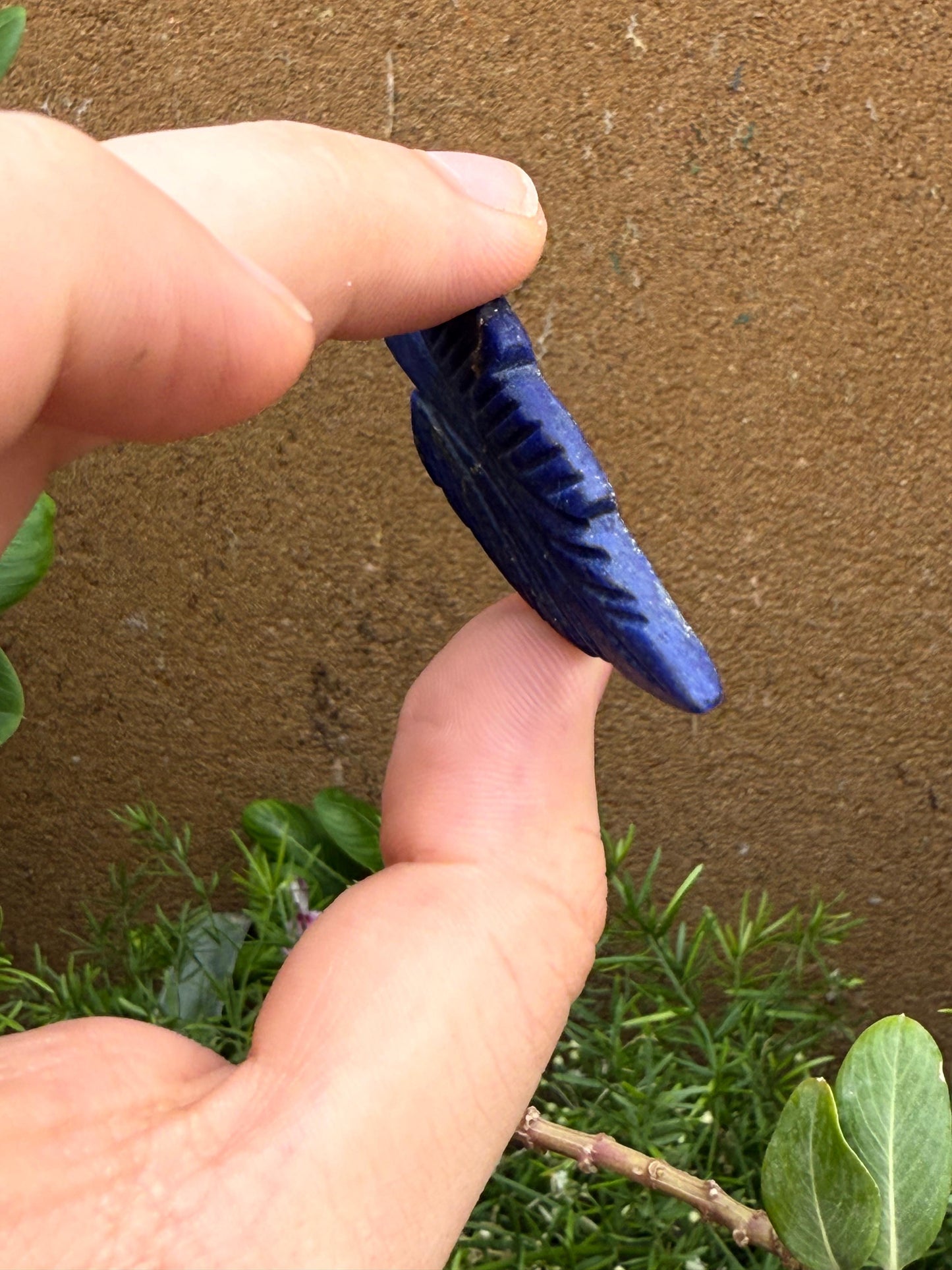 Natural Afghan Lapis Lazuli Leaf Carving  11.55g  52.6 x 28.9 x 4.8 mm  Origin Afghanistan