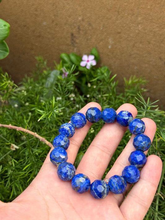 Lapis Lazuli Faceted Bracelet  57.5g  Bead Size  13.5 mm  Origin Afghanistan