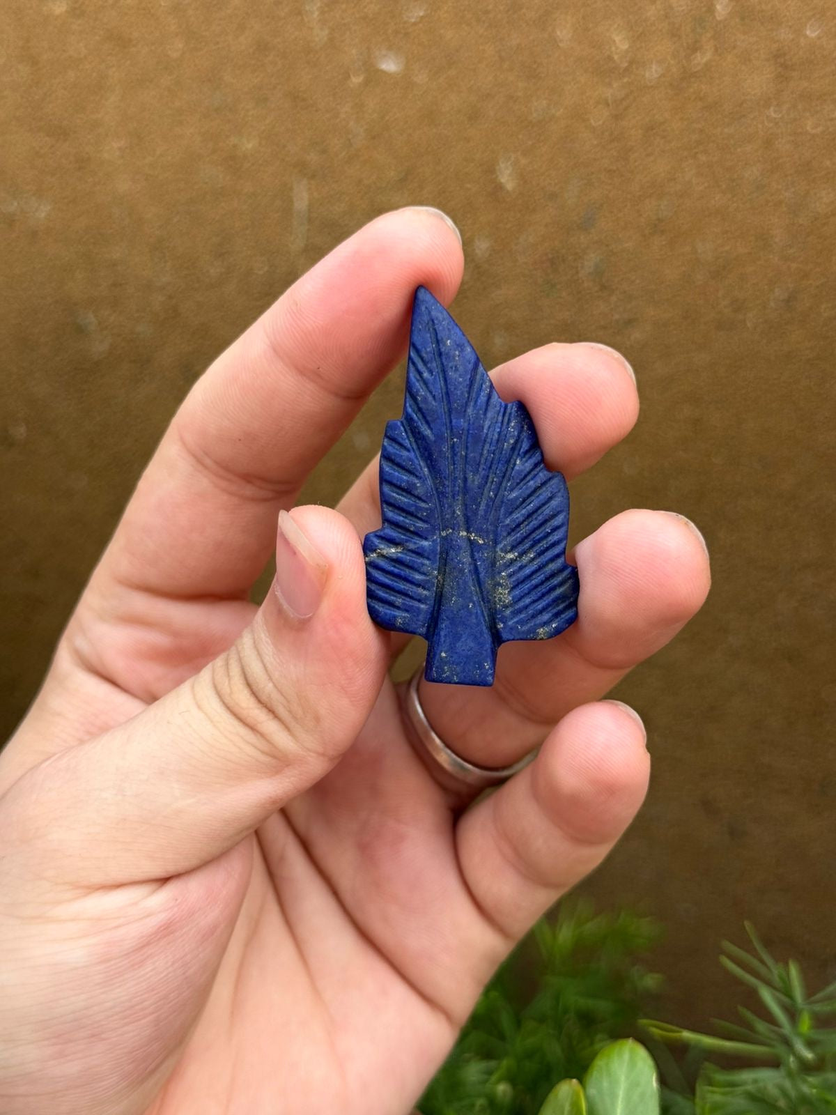 Natural Afghan Lapis Lazuli Leaf Carving  11.55g  52.6 x 28.9 x 4.8 mm  Origin Afghanistan