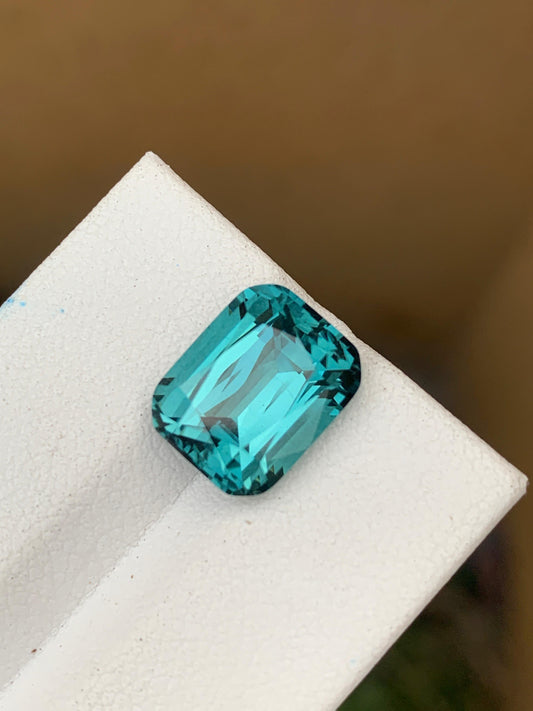Natural vivid blue-green rectangular tourmaline