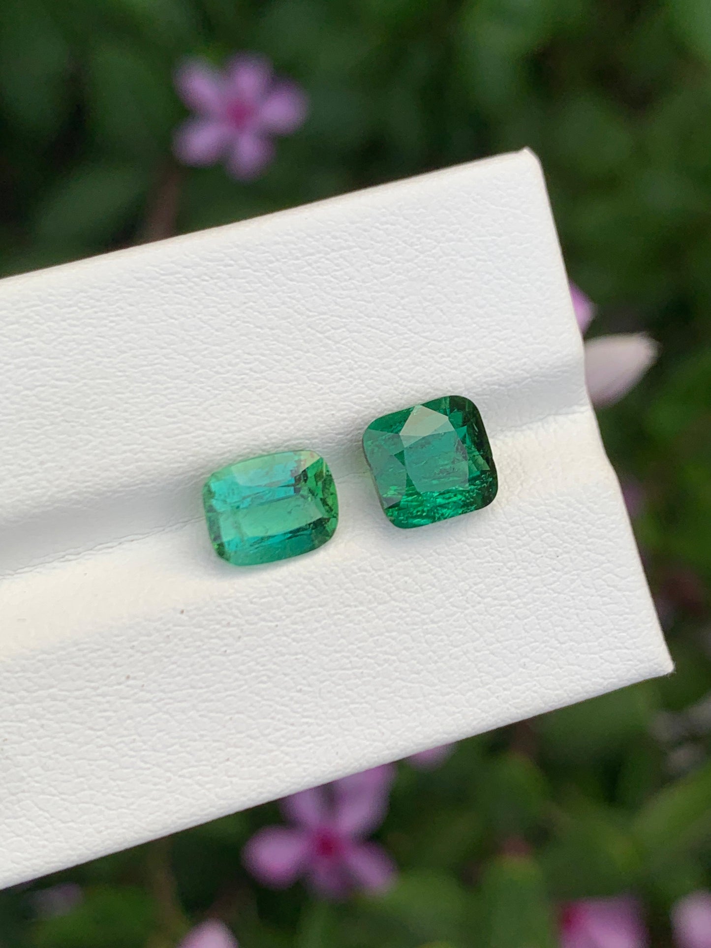 Natural 4.65 Ct Tourmaline Pair Green Faceted Gemstones Loose Stones for Jewelry