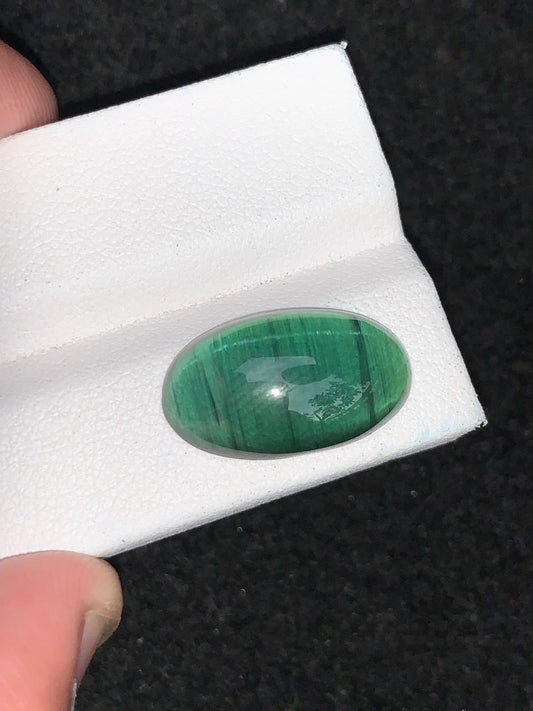 Natural Green Tourmaline Cat’s Eye 9.50g Oval Cabochon Untreated Gemstone for Custom Jewelry or Collection