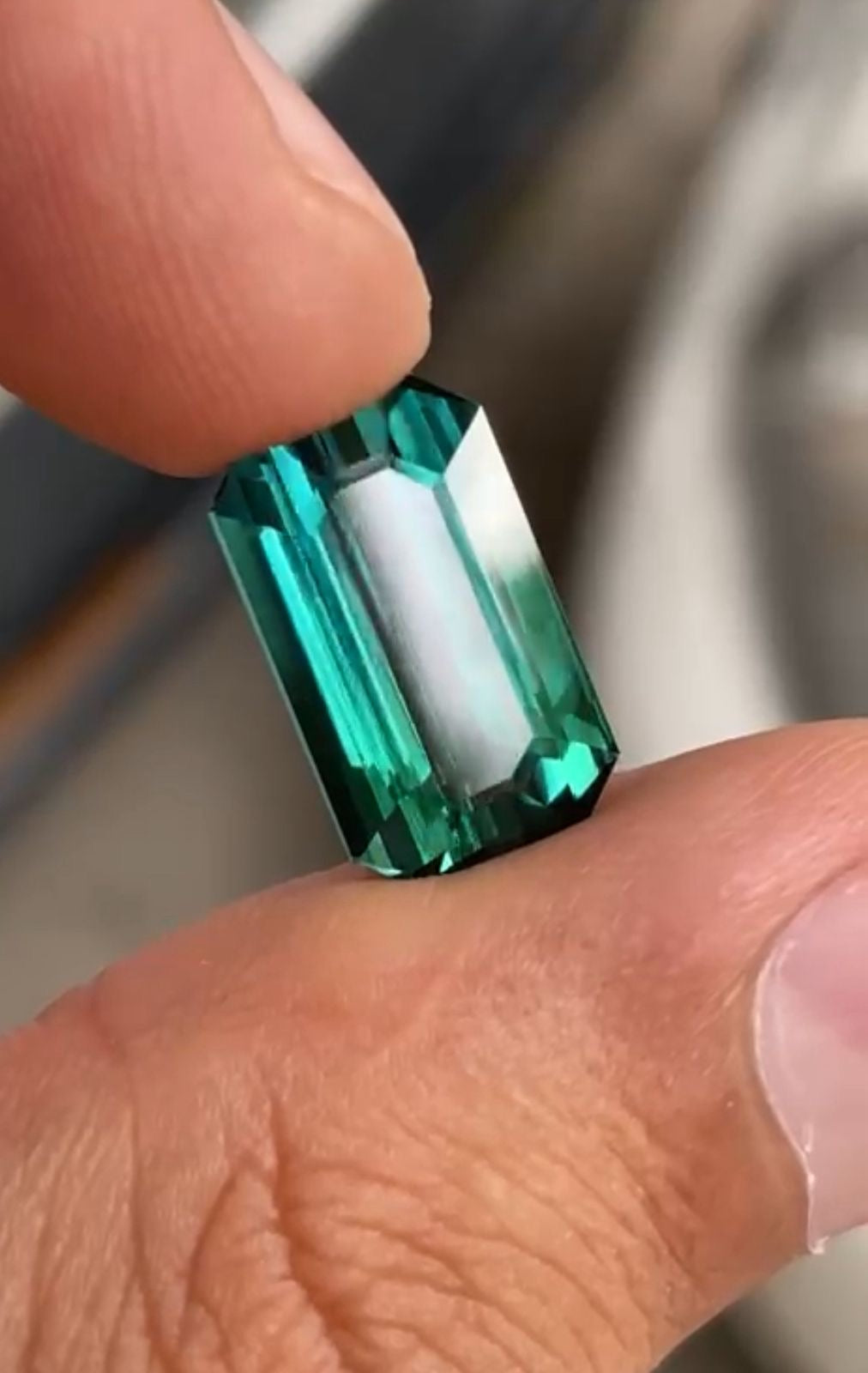 Natural 8.90 Ct Green  Tourmaline Emerald Cut Vivid Color  Gemstone