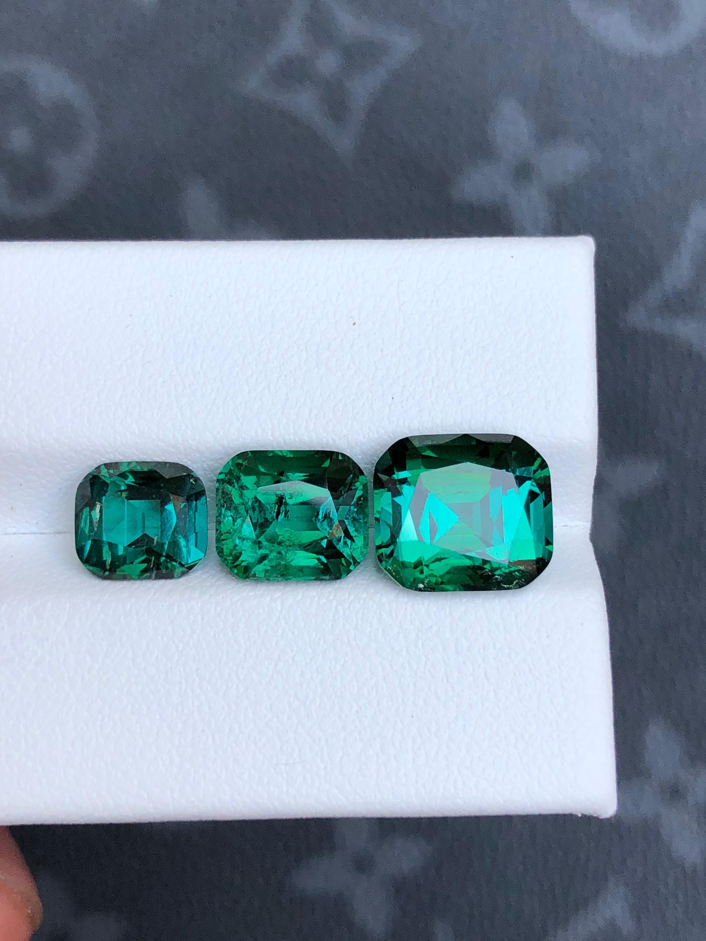 Natural Green 10 ct Tourmaline Cushion Cut Trio  Vivid Color Gemstones for Custom Jewelry  3 Loose