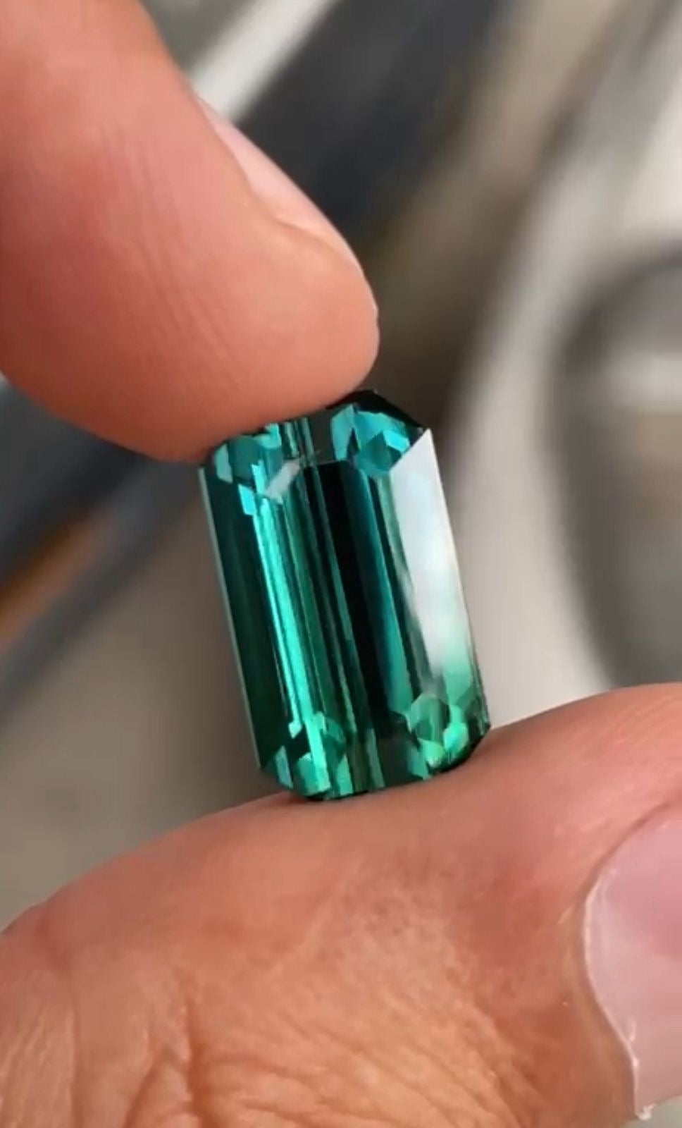 Natural 8.90 Ct Green  Tourmaline Emerald Cut Vivid Color  Gemstone