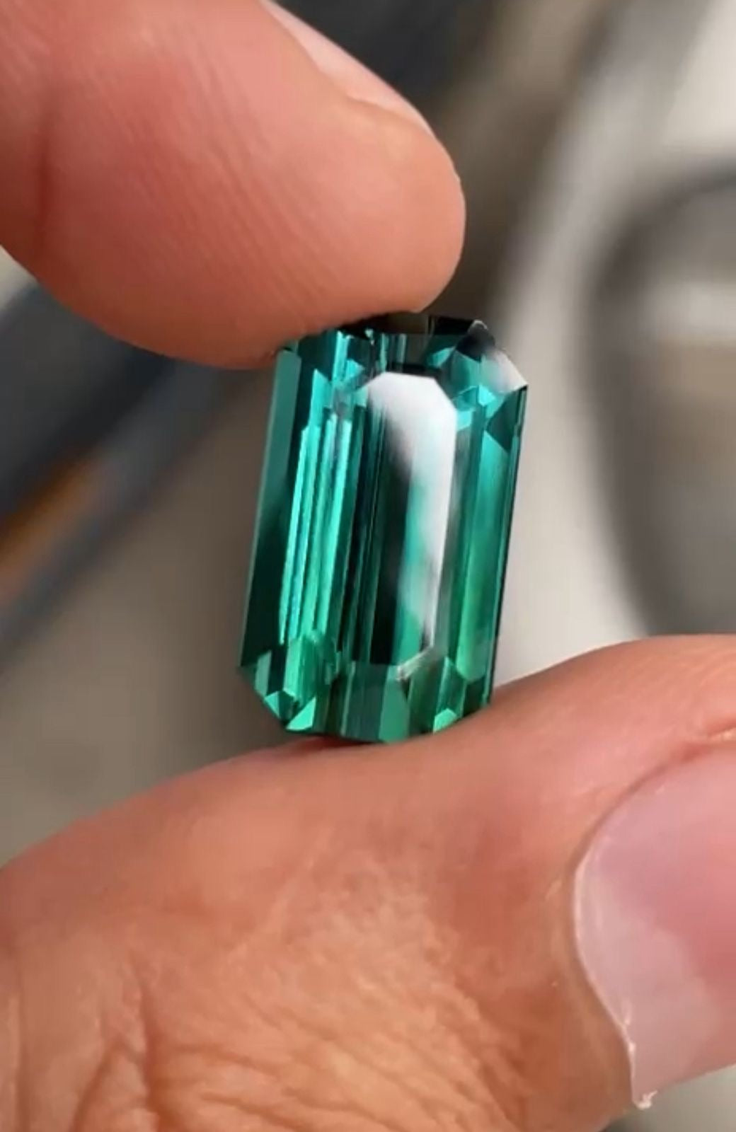 Natural 8.90 Ct Green  Tourmaline Emerald Cut Vivid Color  Gemstone