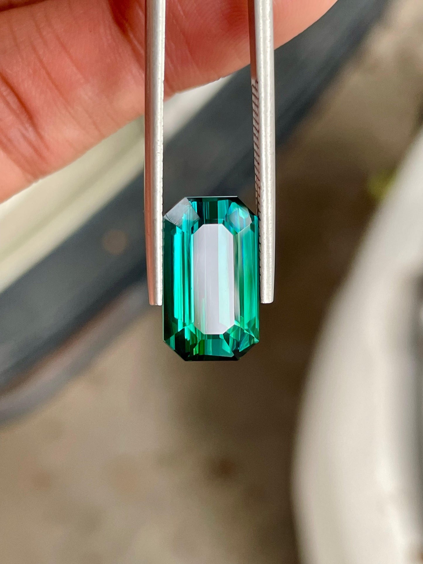 Natural 8.90 Ct Green  Tourmaline Emerald Cut Vivid Color  Gemstone