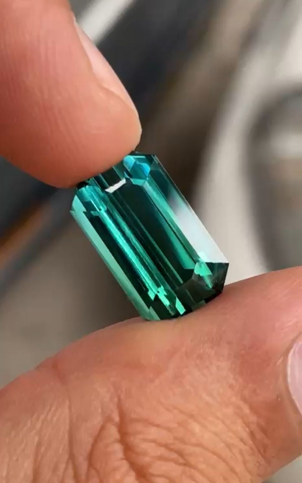 Natural 8.90 Ct Green  Tourmaline Emerald Cut Vivid Color  Gemstone