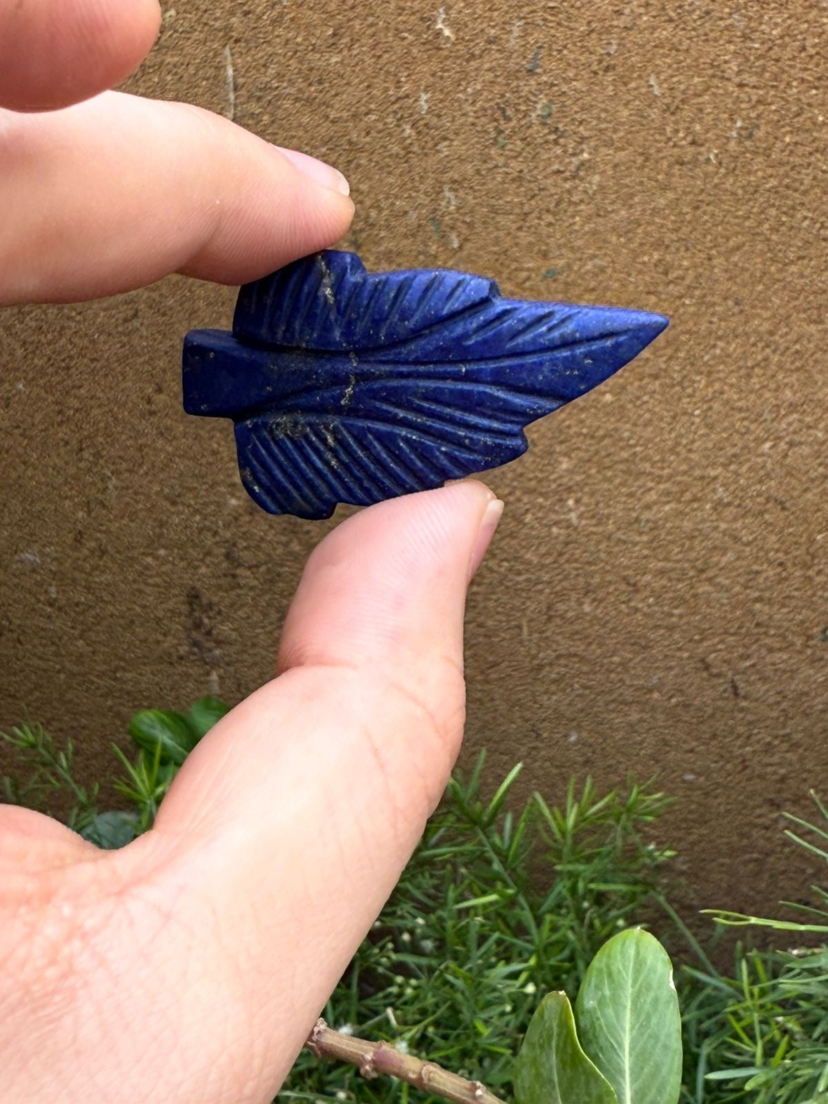 Natural Afghan Lapis Lazuli Leaf Carving  11.55g  52.6 x 28.9 x 4.8 mm  Origin Afghanistan