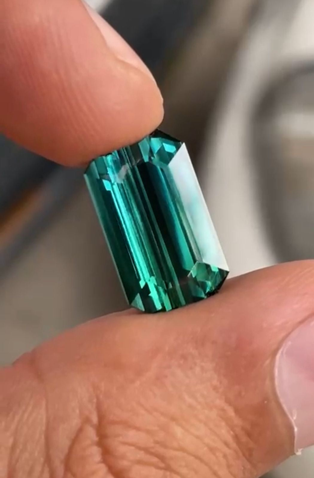 Natural 8.90 Ct Green  Tourmaline Emerald Cut Vivid Color  Gemstone