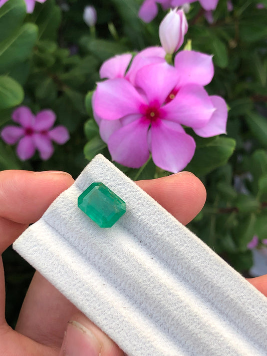 Natural Zambian Emerald 4.76ct  Certified Green Octagon Gemstone  Untreated Beryl for Custom Jewelry