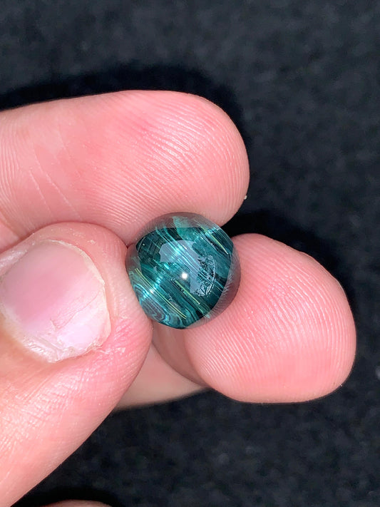 Natural Blue Tourmaline Cat’s Eye 5.35g Round Cabochon Untreated Gemstone for Custom Jewelry or Collector Display