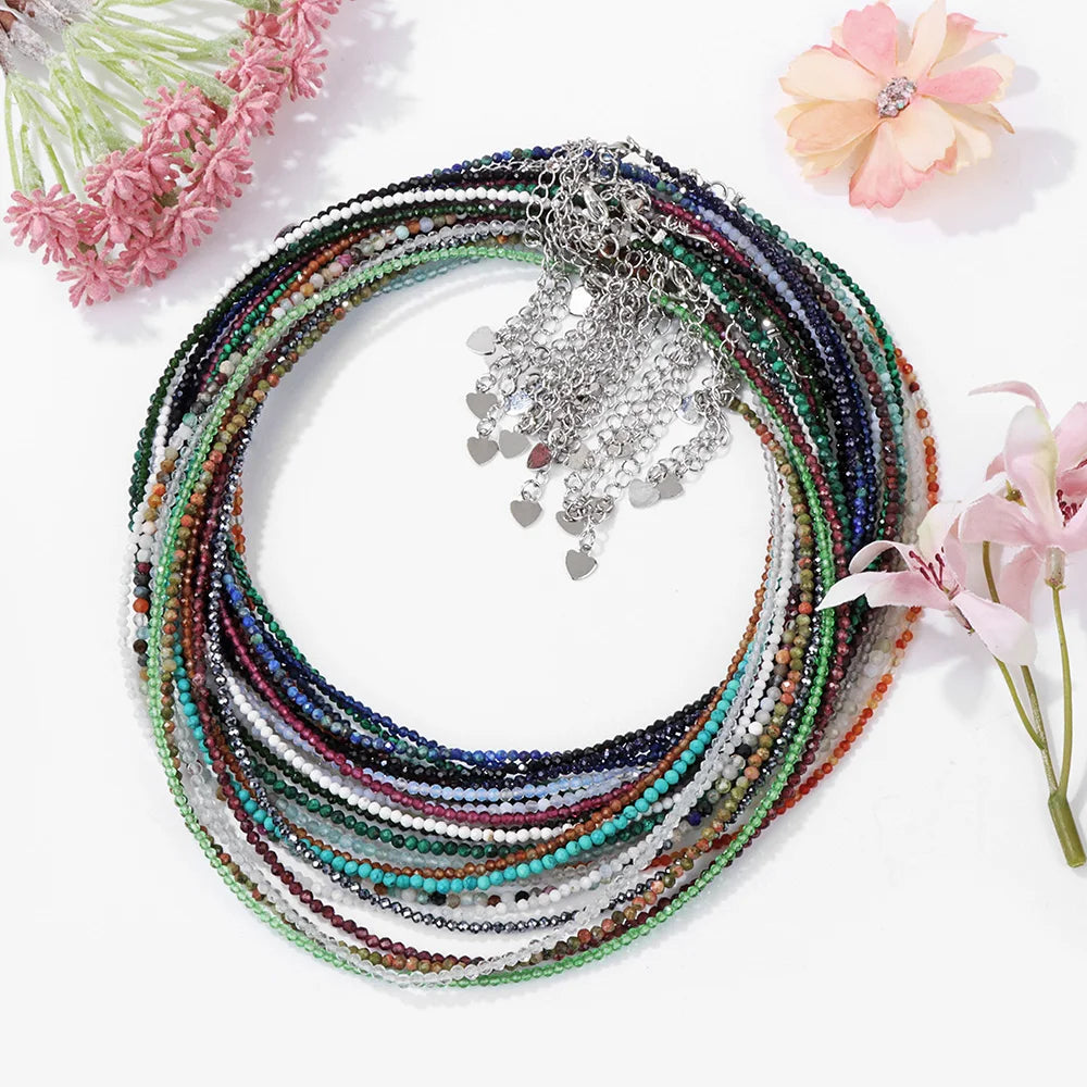 Minimalism Lapis Lazuli Small Beads Necklaces Fashion Natural Stone Unakites Labradorites Necklaces Choker For Female Yoga Gifts